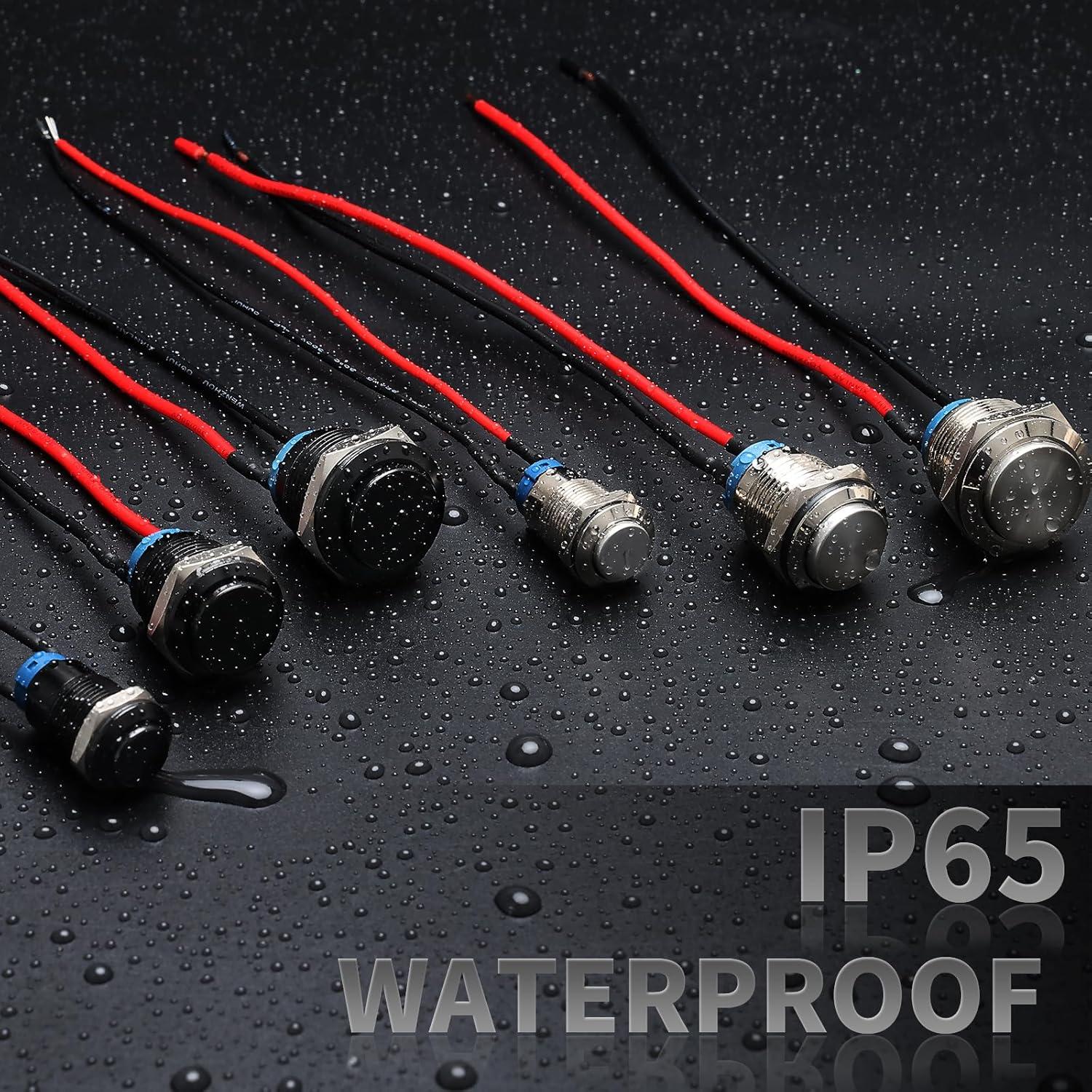 Interruptor de Botón de Presión STARELO 12mm IP65 5pcs