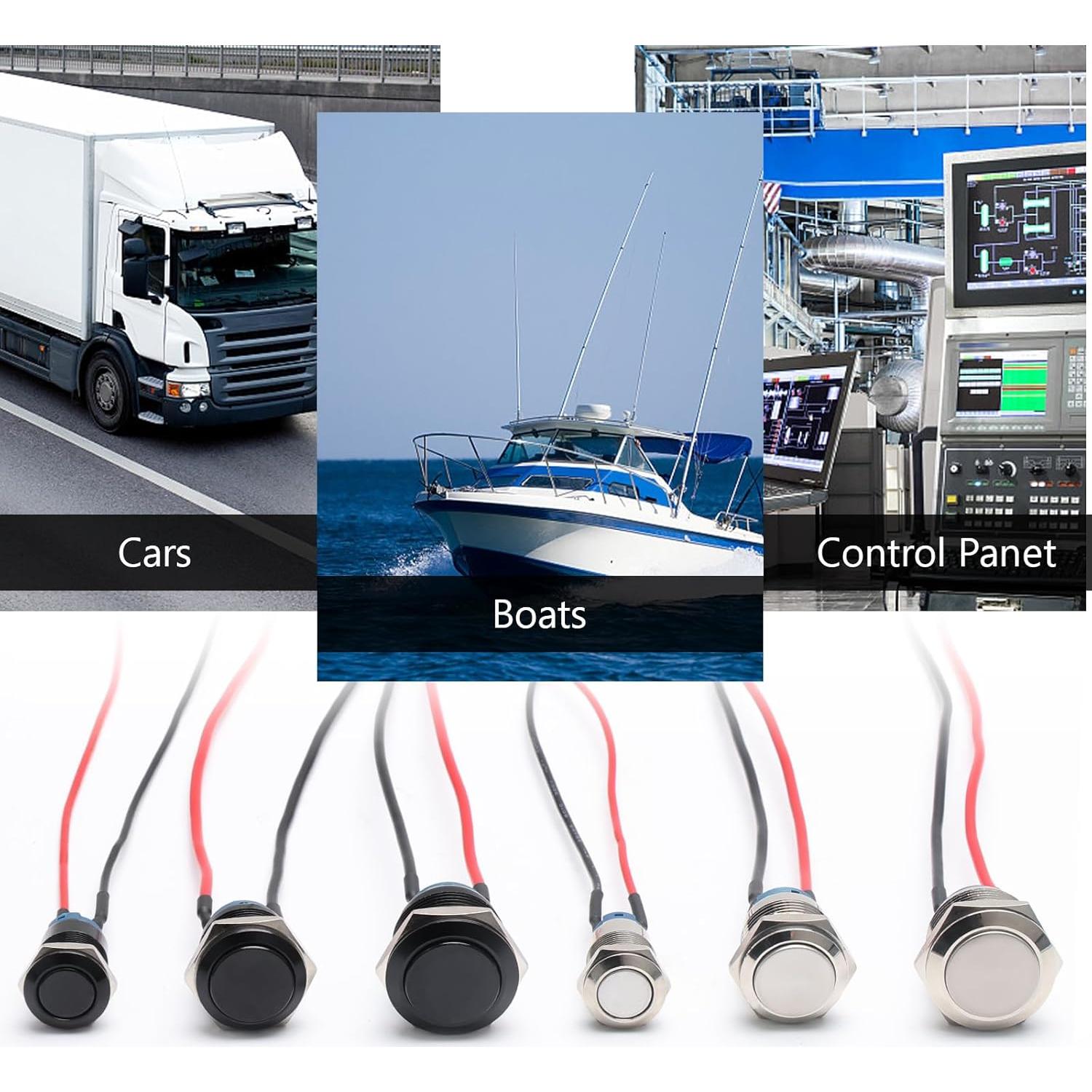 Interruptor de Botón de Presión STARELO 12mm IP65 5pcs