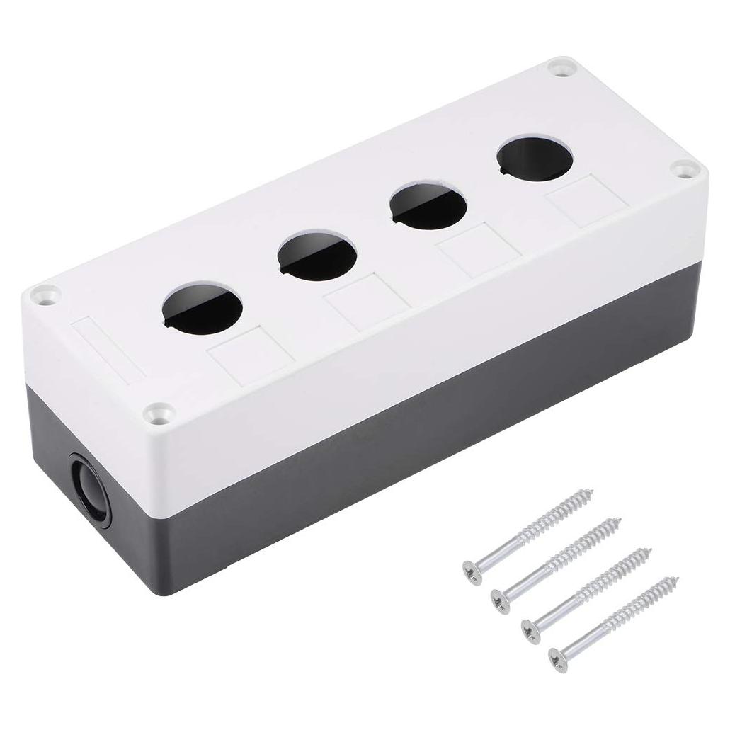 Caja de Botón Pulsador 4 Agujeros uxcell 22mm A Prueba de Agua