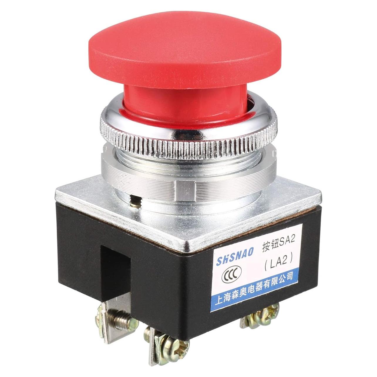 Interruptor Momentáneo Rojo uxcell 30mm AC 380V 5A