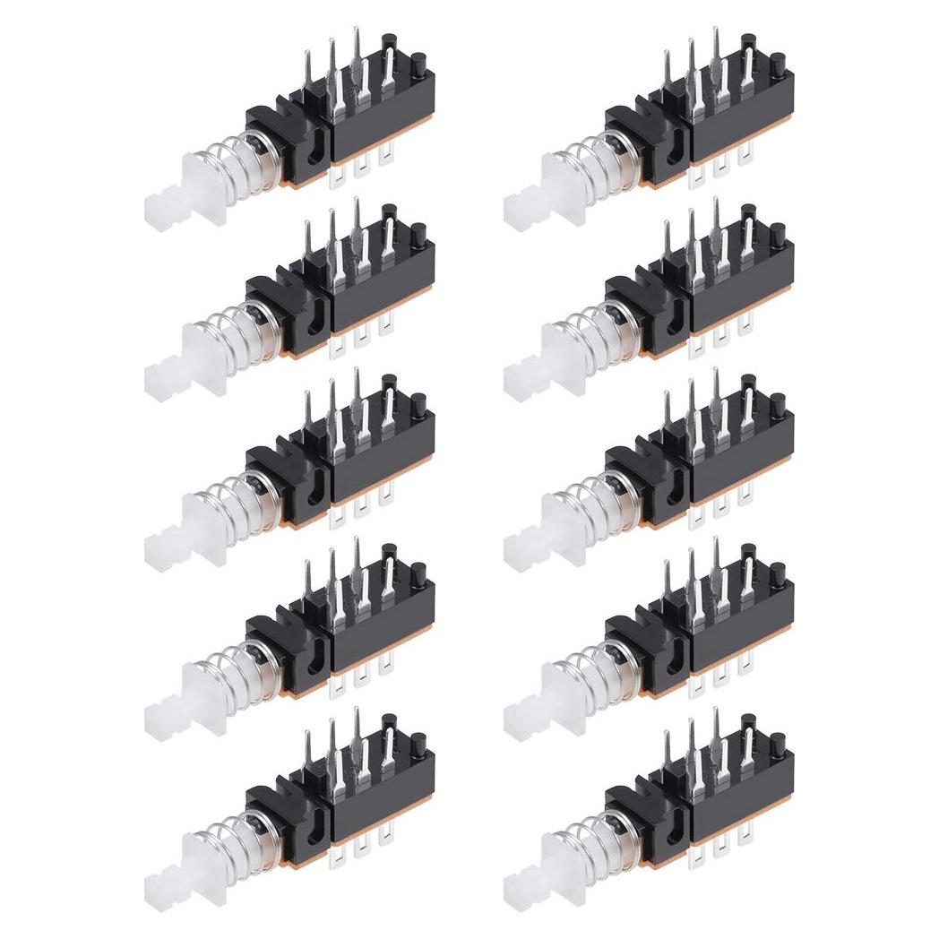 Interruptor de Botón DPDT 6 Pines uxcell Auto-bloqueante 10pcs