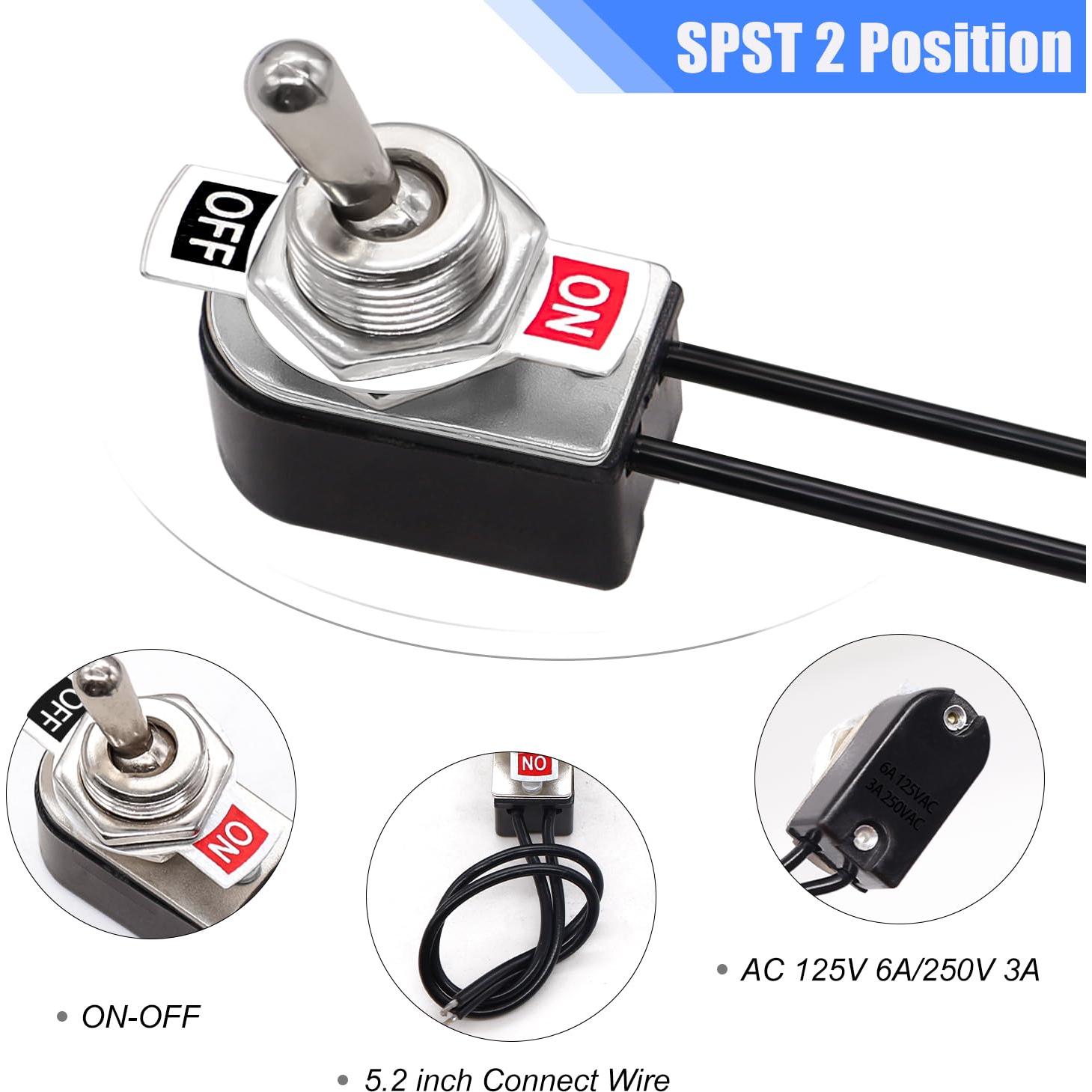 Interruptor de Palanca SPST Taiss 2 Piezas 6A 125V ON/OFF