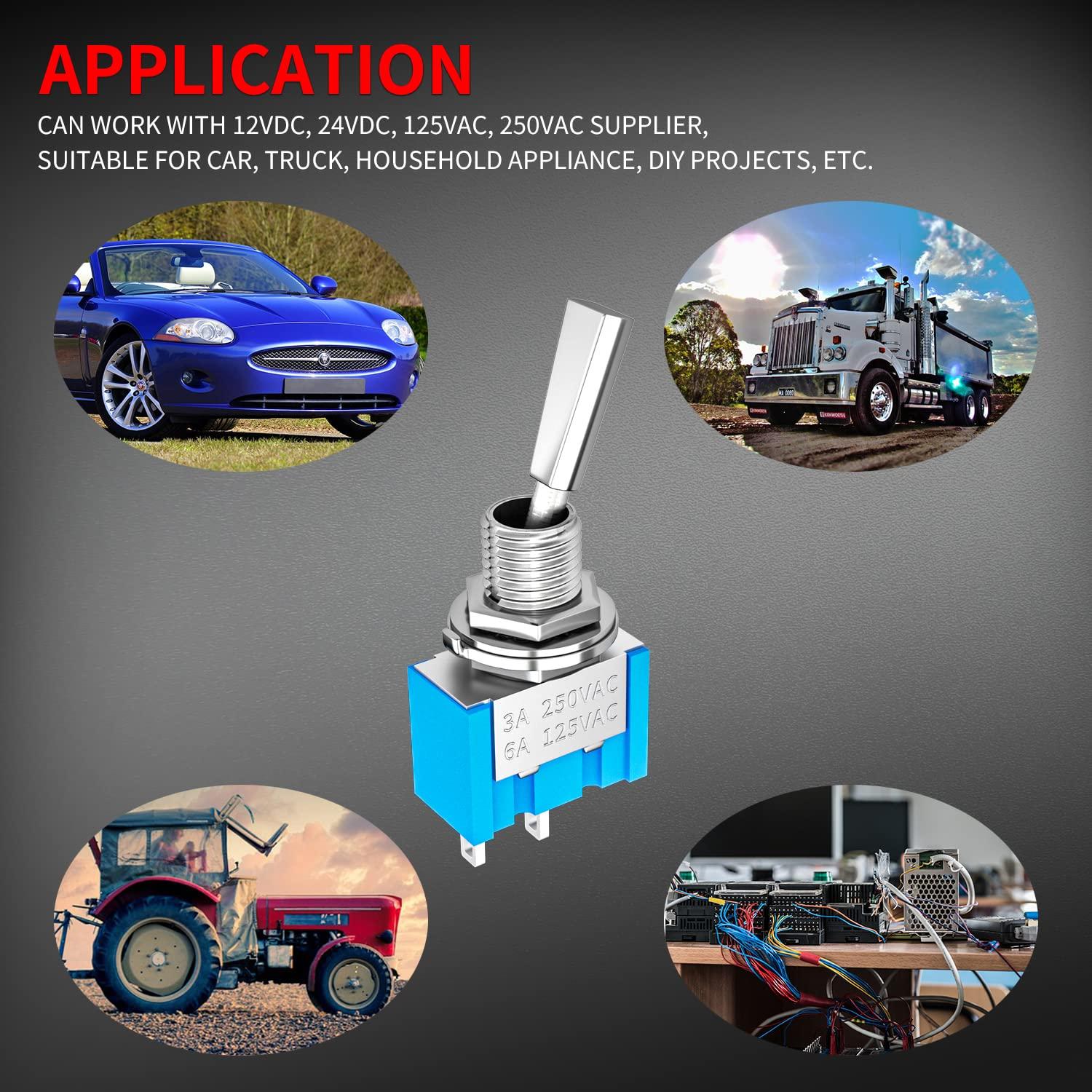 Interruptor de Palanca Mini SPST DaierTek 2 Pines 6A 125VAC