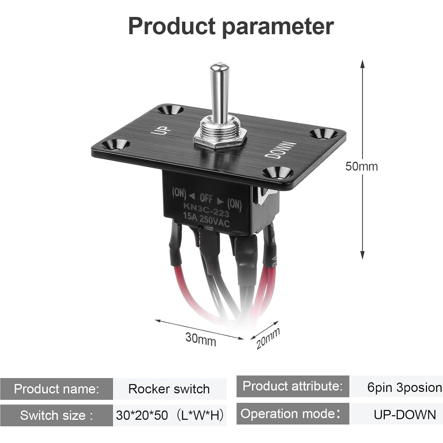 Interruptor de Palanca GUETNEU 6 Pines 15A-250V AC/DC Impermeable
