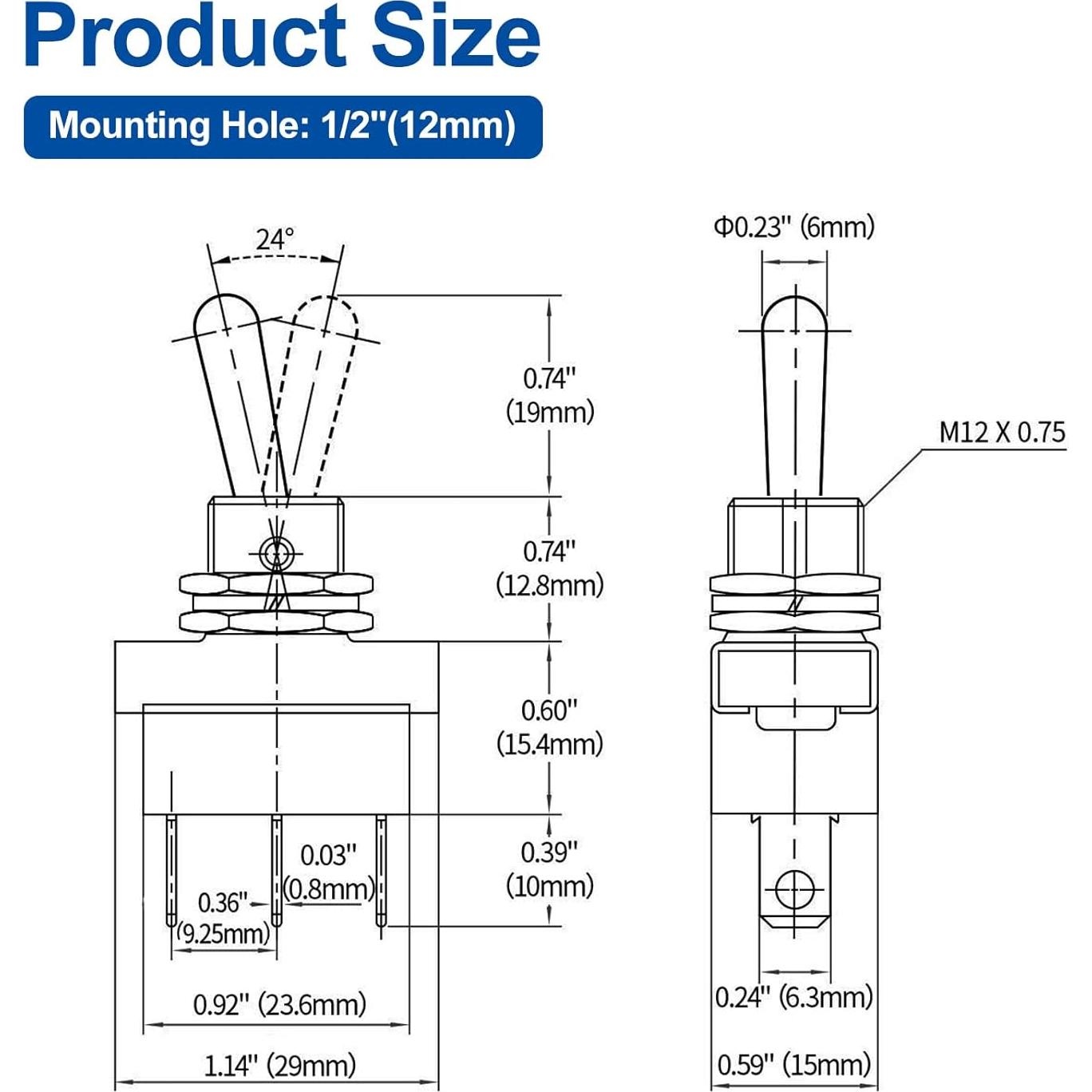Interruptor de Palanca SPDT Baomain 12V 25A Impermeable