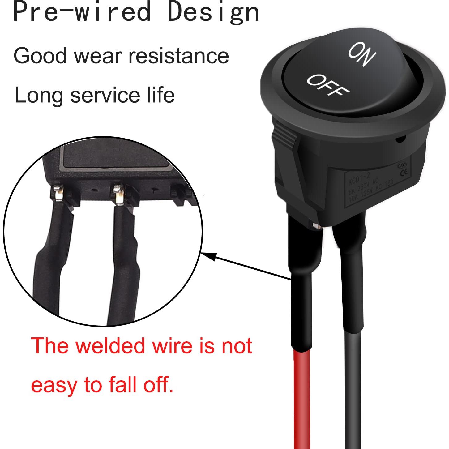 Interruptor Basculante TWTADE 10PCS 12V On/Off 6A/250V