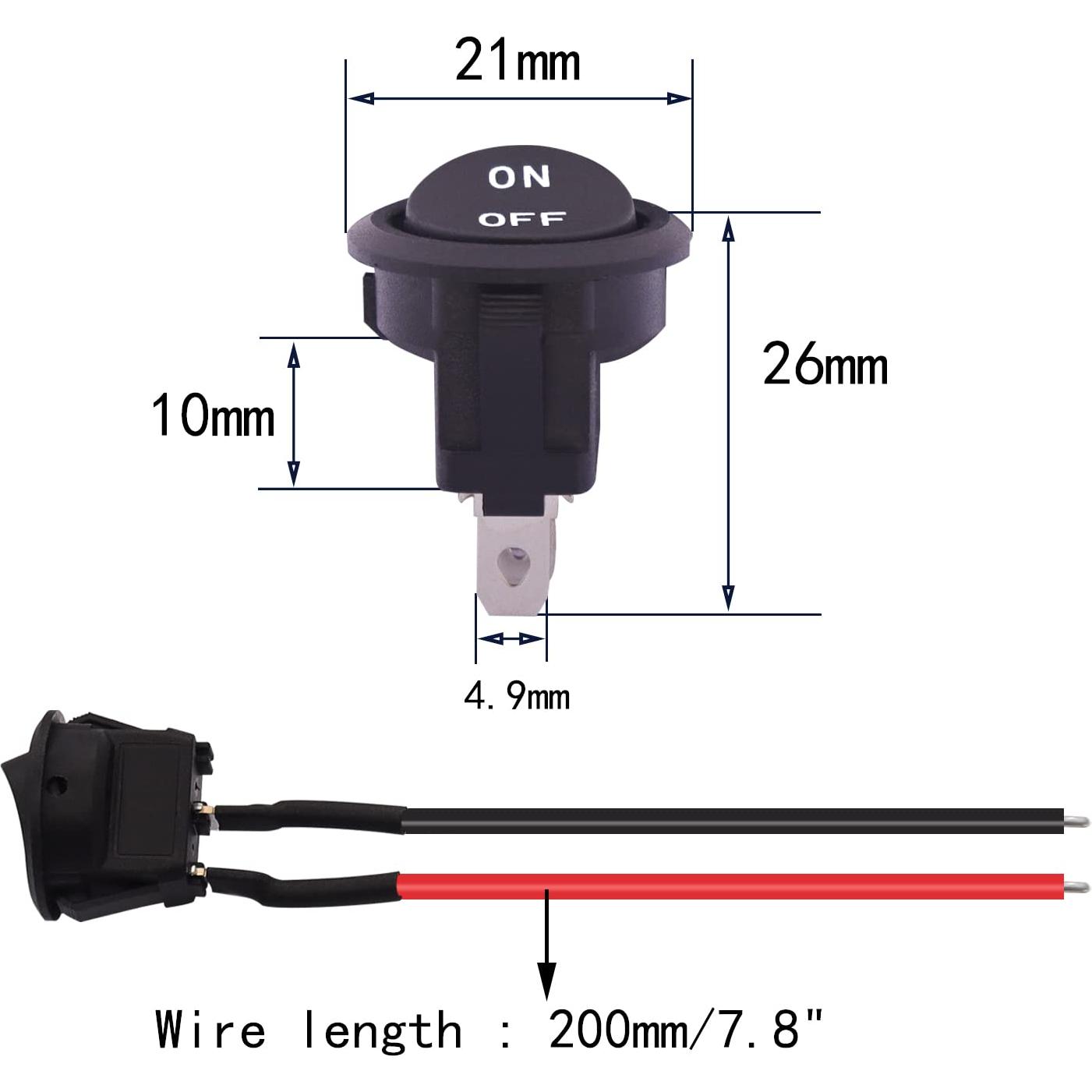 Interruptor Basculante TWTADE 10PCS 12V On/Off 6A/250V