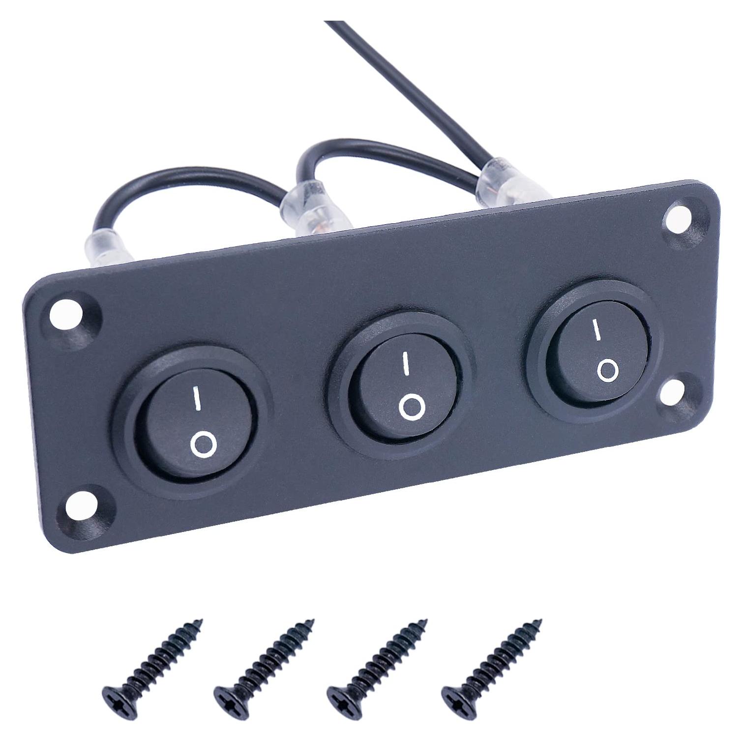 Interruptor Rocker 3 Gang TWTADE 12V ON/OFF 6A/250V