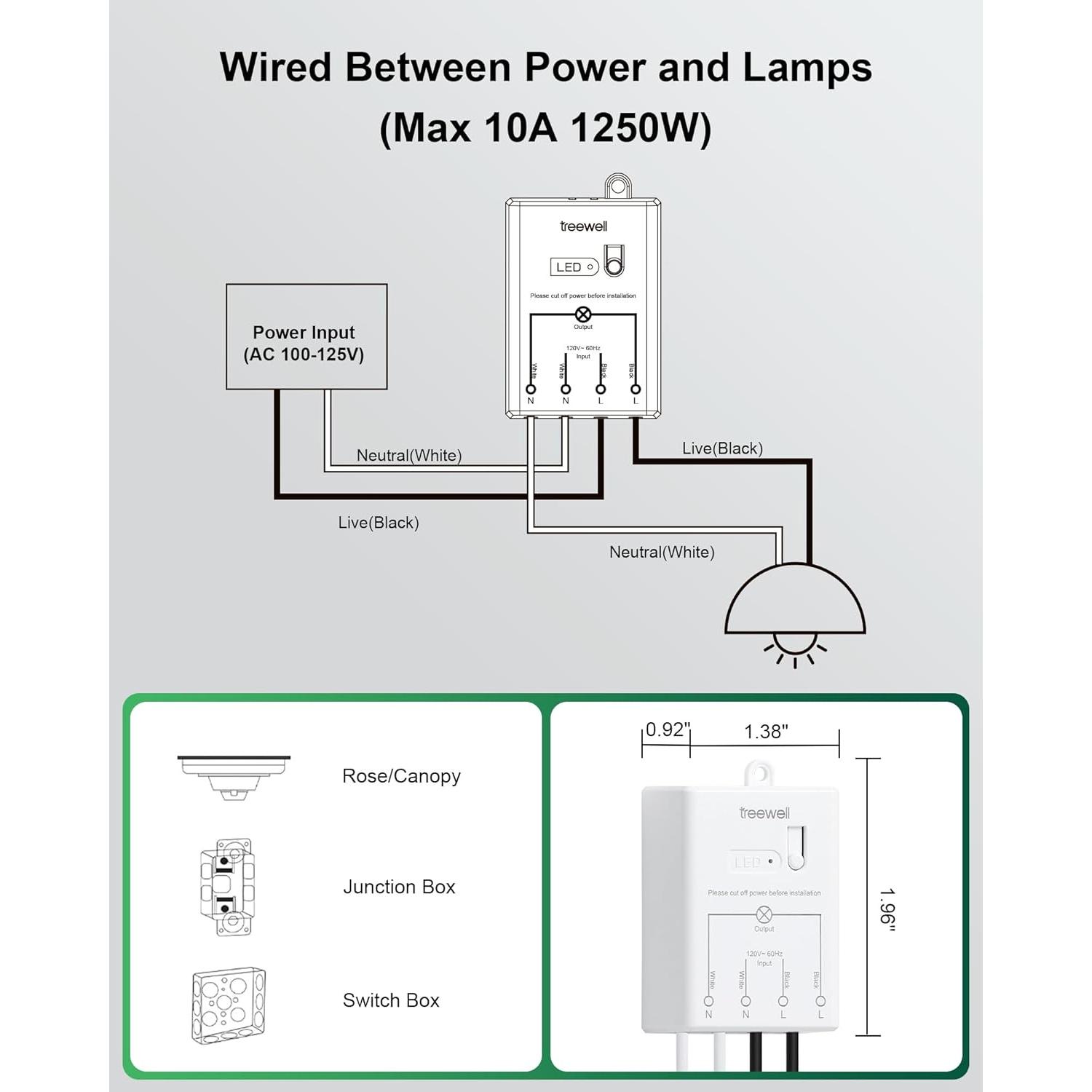 Kit Interruptor Luz Inalámbrico Treewell TWLS11A 200FT