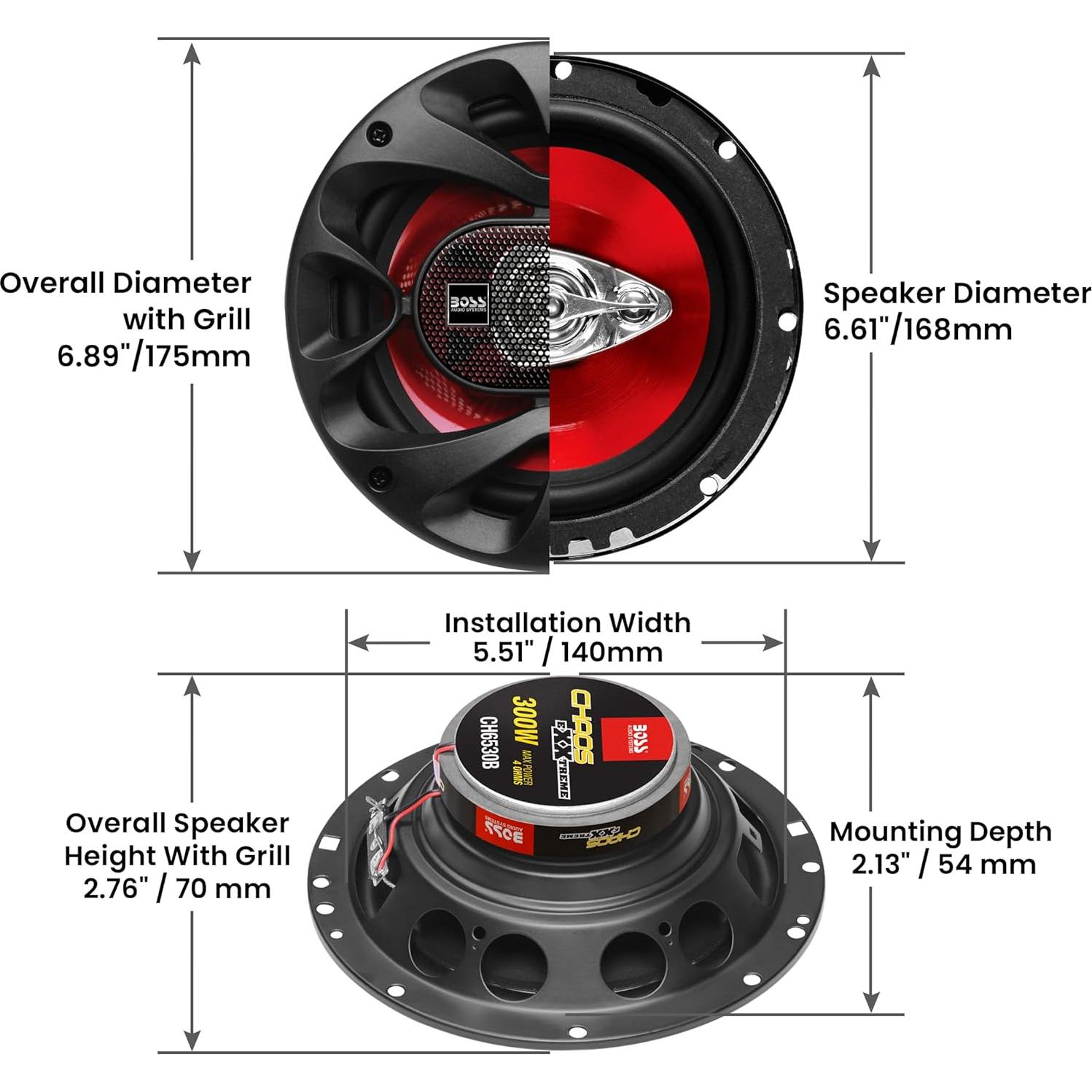Bocinas Coaxiales BOSS CH6530 6.5" 300W para Auto - Par