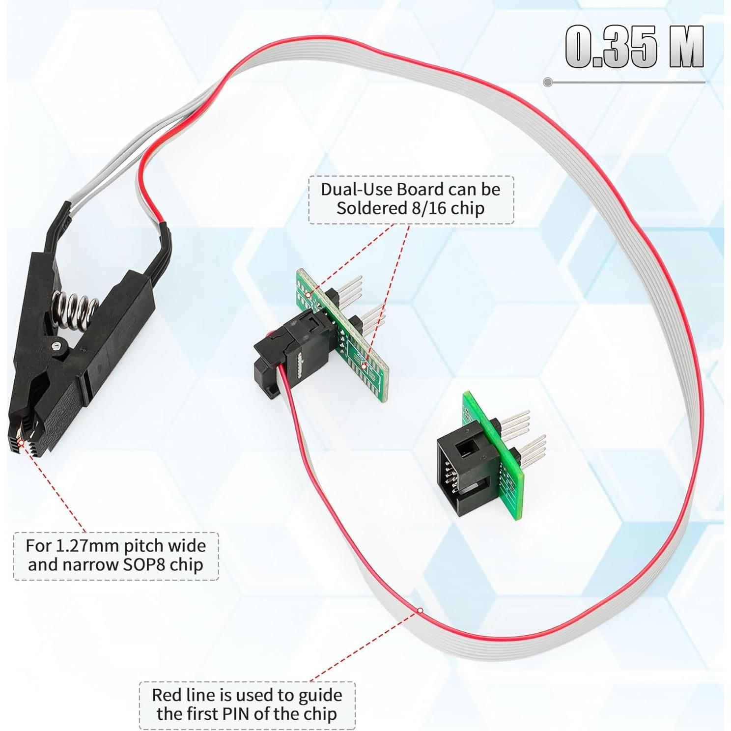 Programador BIOS USB CH341A con Clip SOP8 Doble - 24/25/93C46