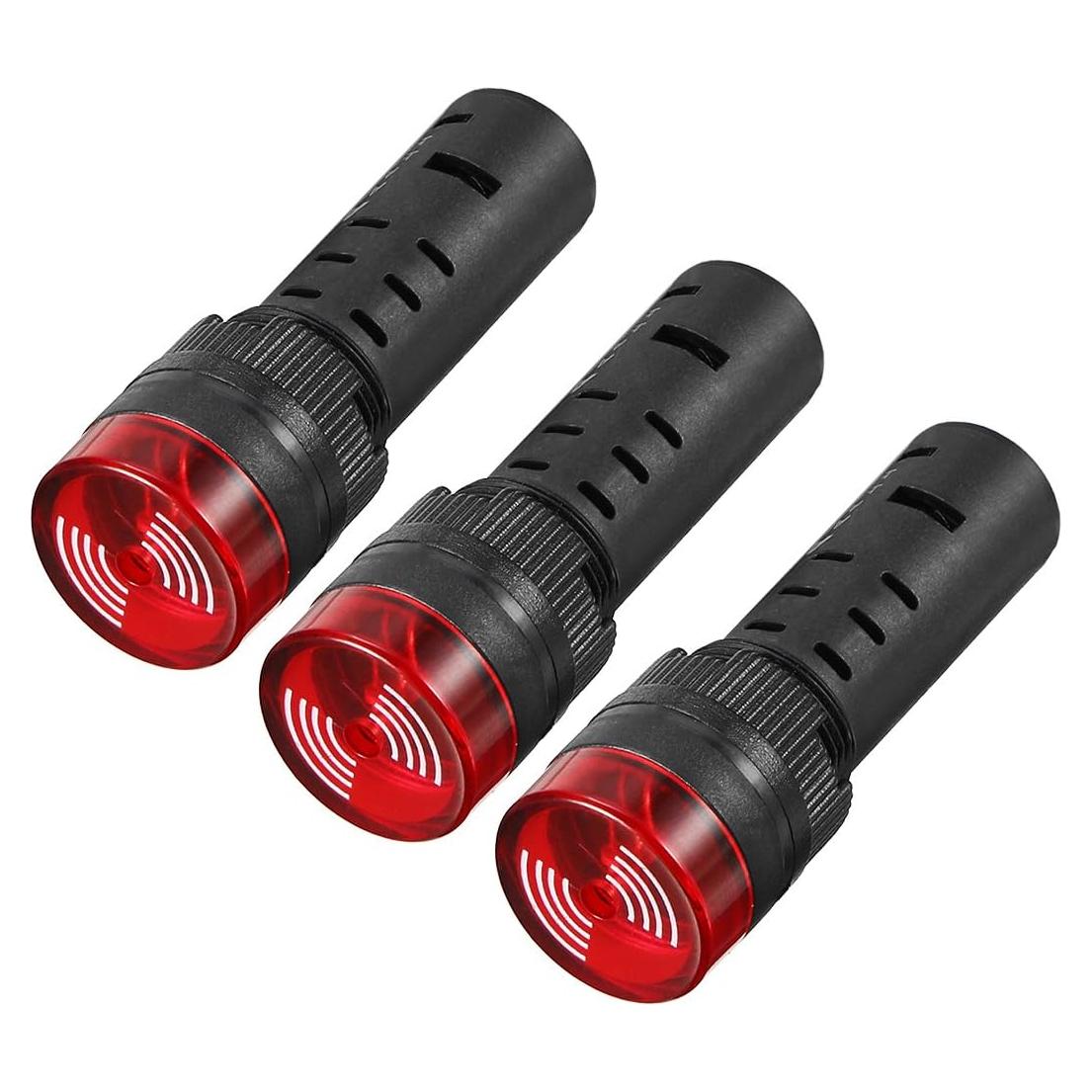 Luz Indicadora LED Roja con Buzzer uxcell 24V 16mm Panel