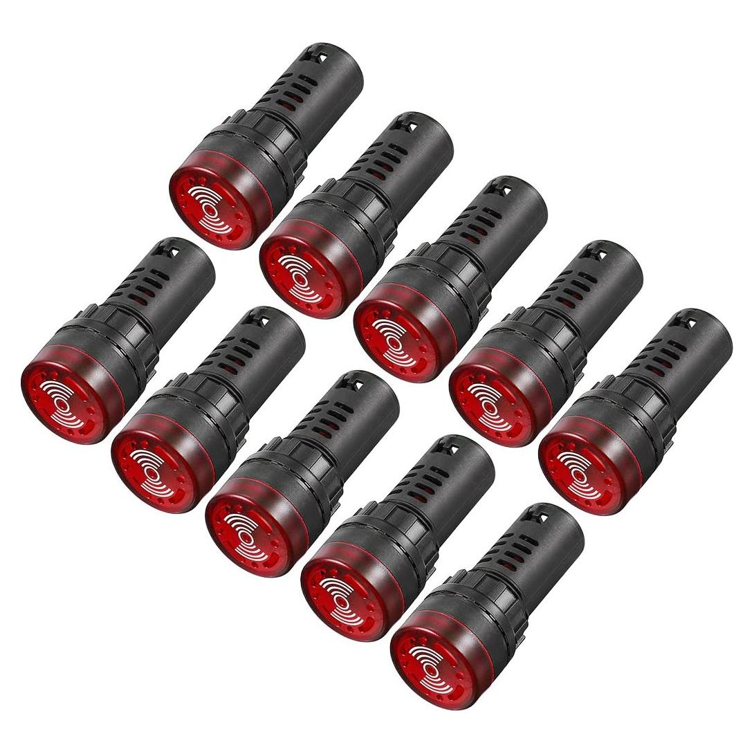 Luz Indicadora LED Roja con Buzzer uxcell 24V 22mm Panel