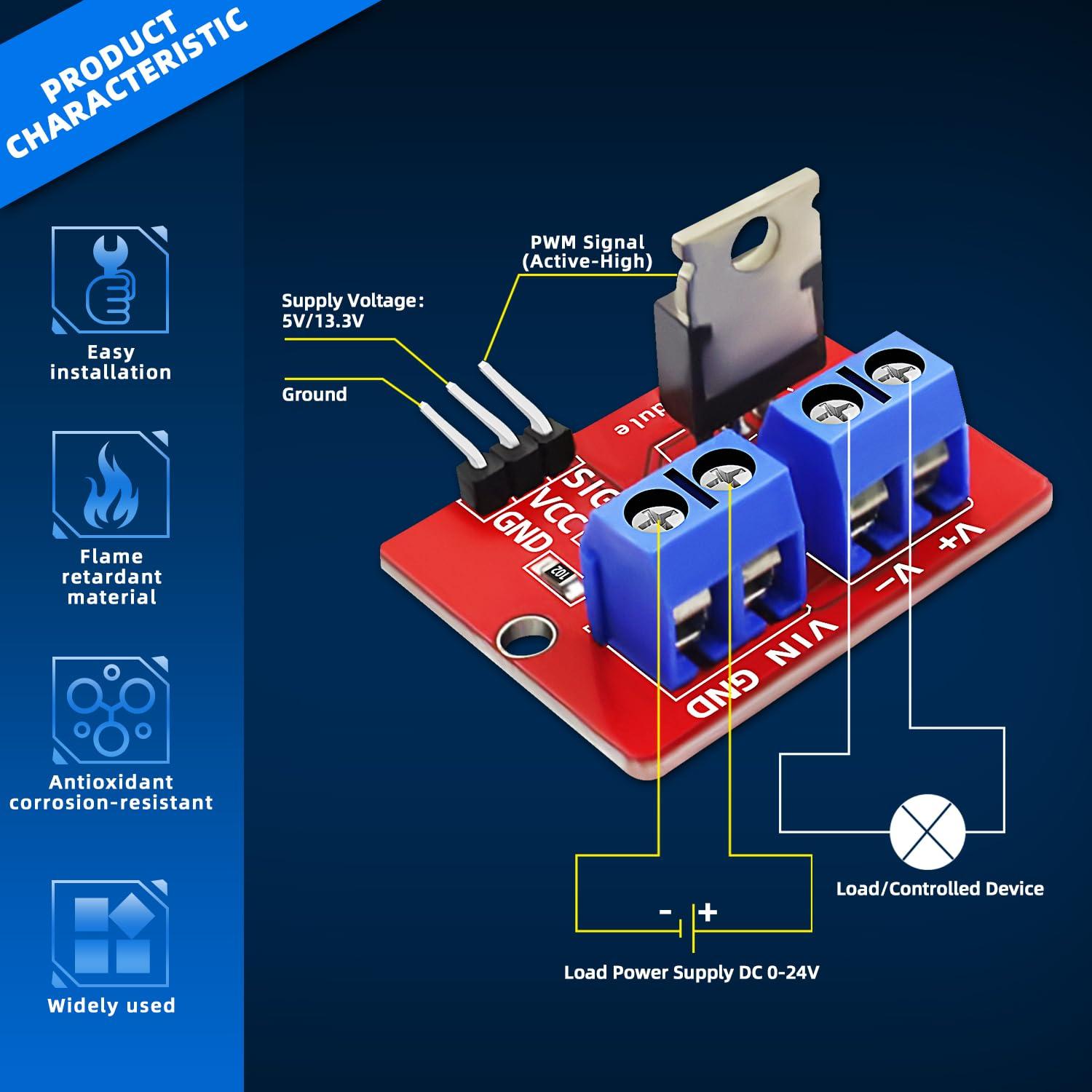 Módulo Controlador MOSFET IRF520 20 Piezas 33x24mm 5A