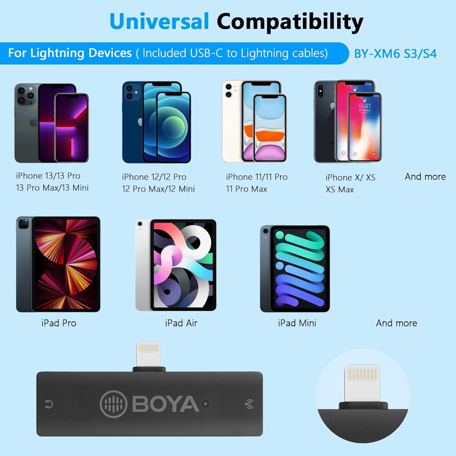 Micrófono Lavalier Inalámbrico BOYA BY-XM6 S4 para iPhone