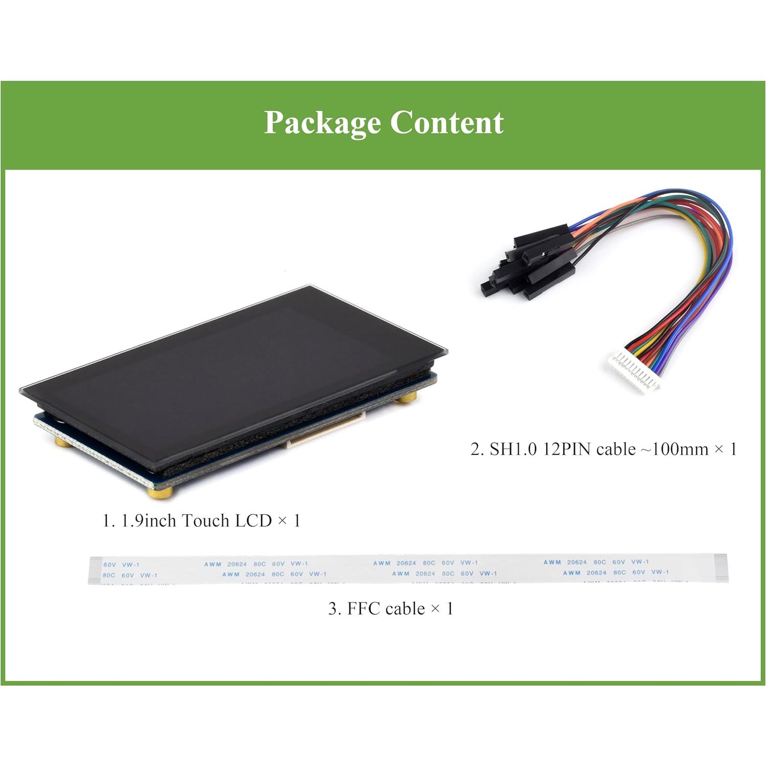 Módulo Pantalla LCD Táctil 1.9" Wonrabai 172x320 IPS