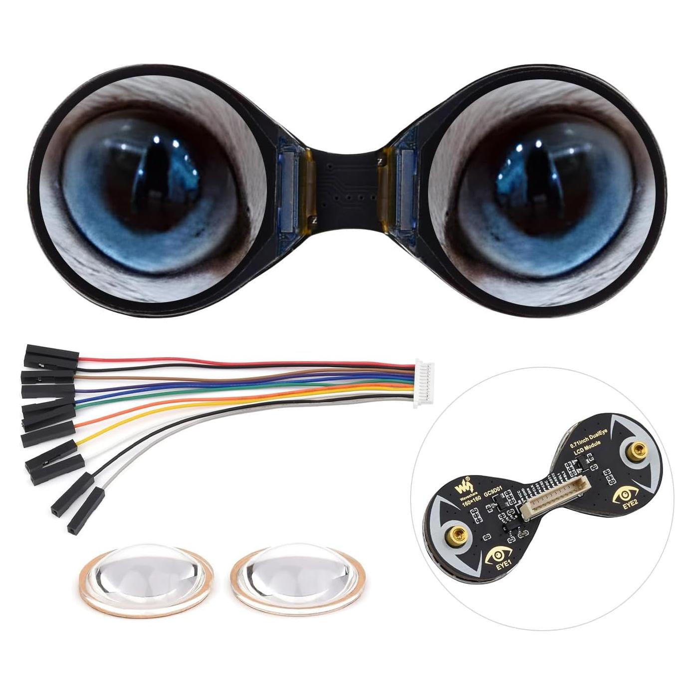 Módulo LCD Doble Redondo 0.71" Waveshare 160x160 IPS