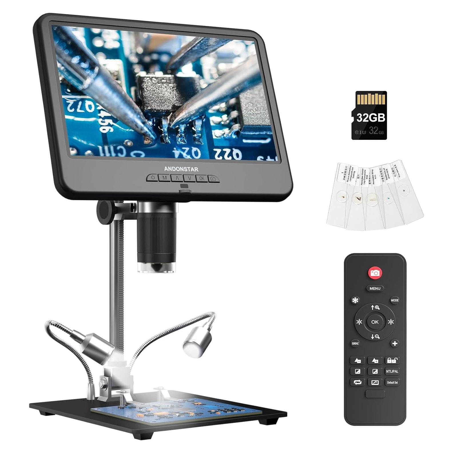 Microscopio Digital Andonstar AD210 10.1" con Luz LED y Kit