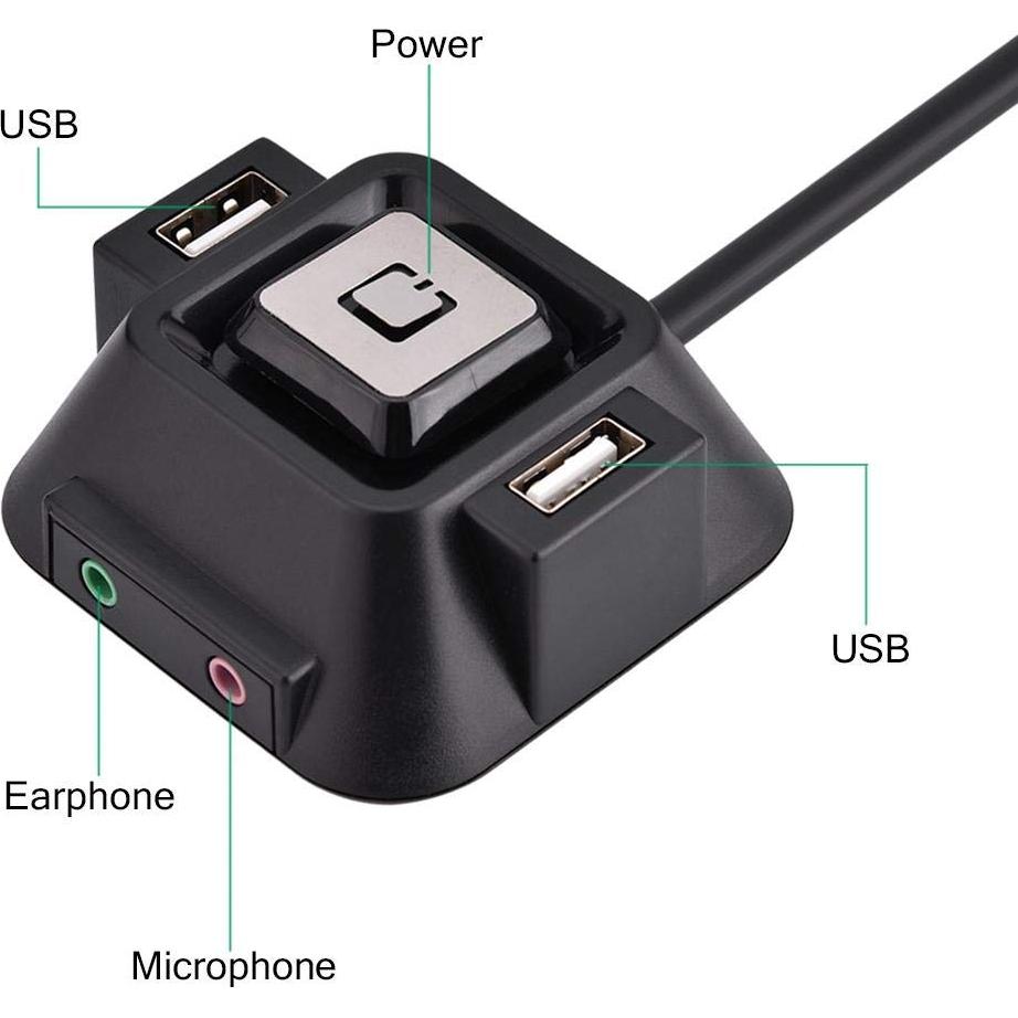Botón de Encendido de PC Lazmin con Puertos USB y Audio
