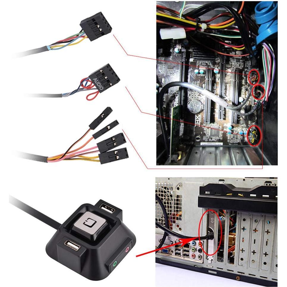 Botón de Encendido de PC Lazmin con Puertos USB y Audio