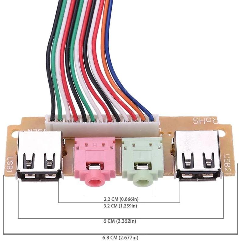 Panel Frontal de Computadora USB 2.0 ThtRht - 2 Puertos + Audio