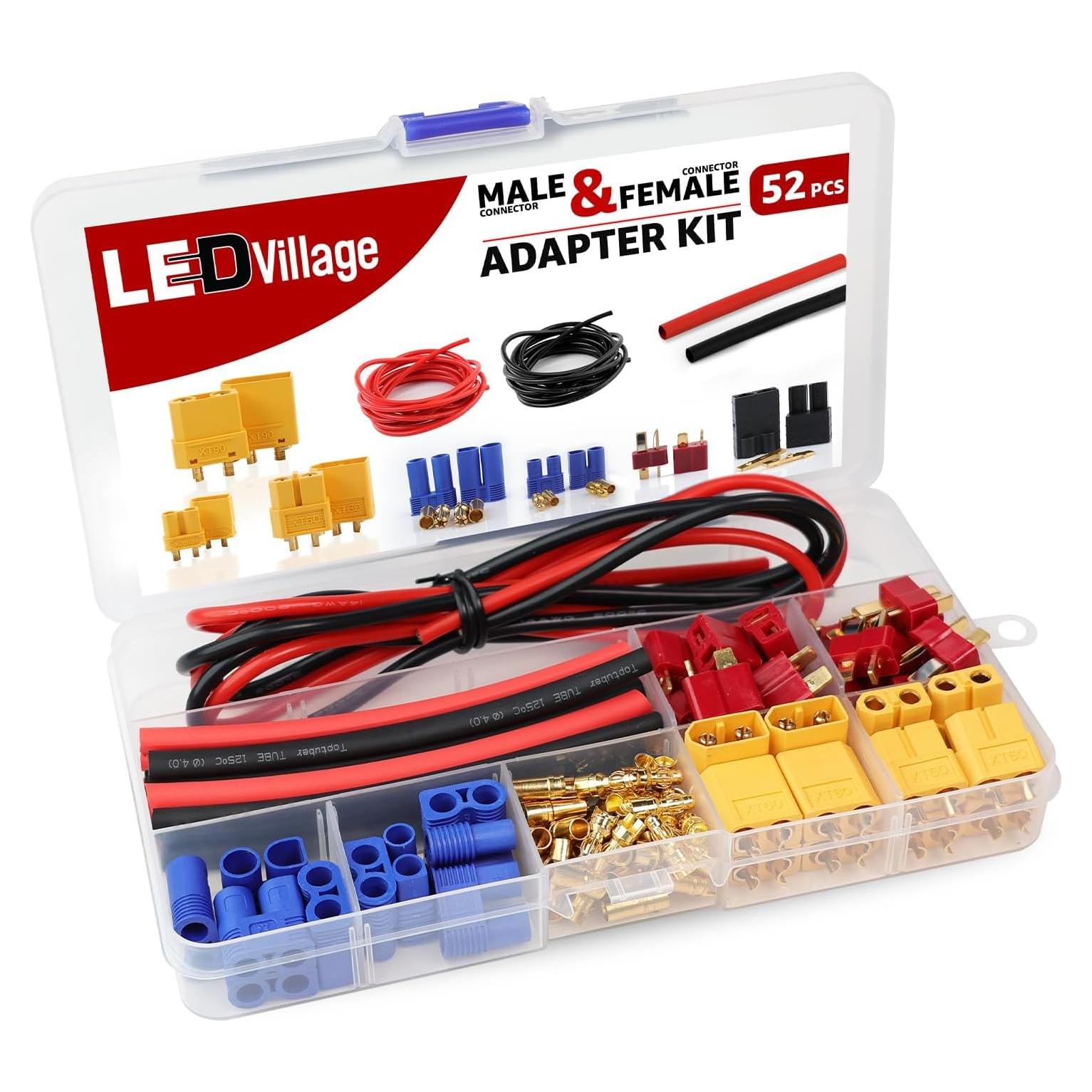 Kit de Conectores Adaptadores Macho y Hembra 52pcs Ledvillage