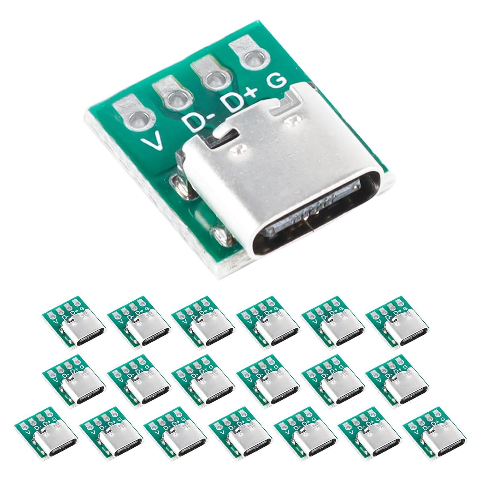 20 Conectores Femeninos USB Tipo C 3.1 Cermant PCB 16 Pines