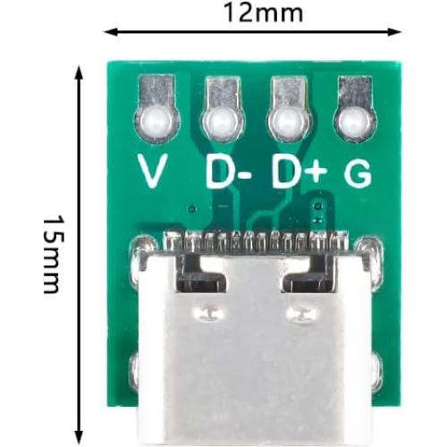 20 Conectores Femeninos USB Tipo C 3.1 Cermant PCB 16 Pines