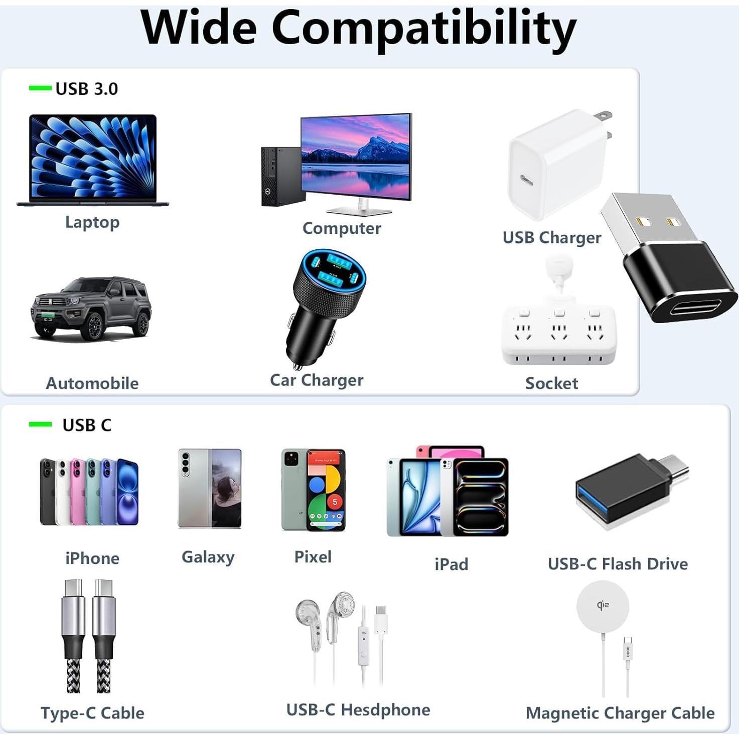 Adaptador USB C 3.1 Hembra a USB 2.0 Macho 6 Pack DSW