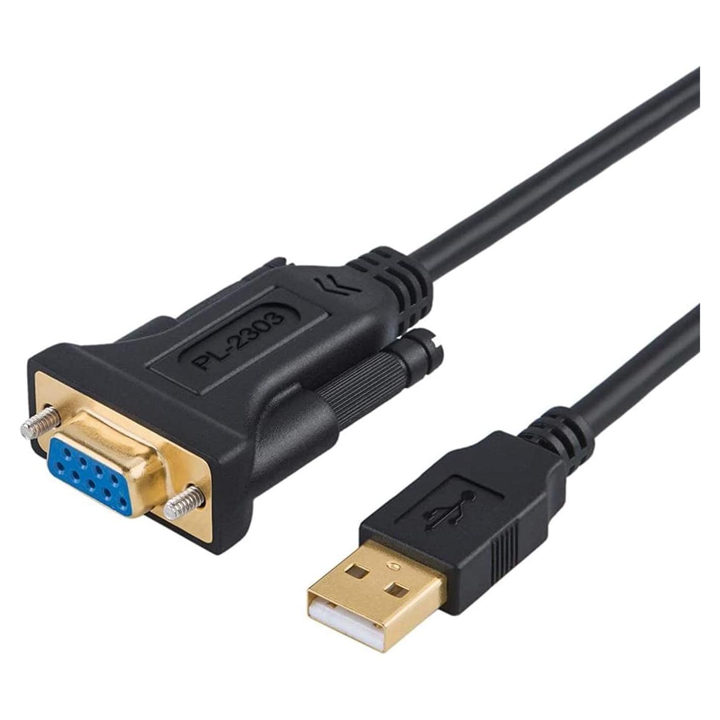 Adaptador USB a RS232 CableCreation 2m Chipset PL2303 Negro