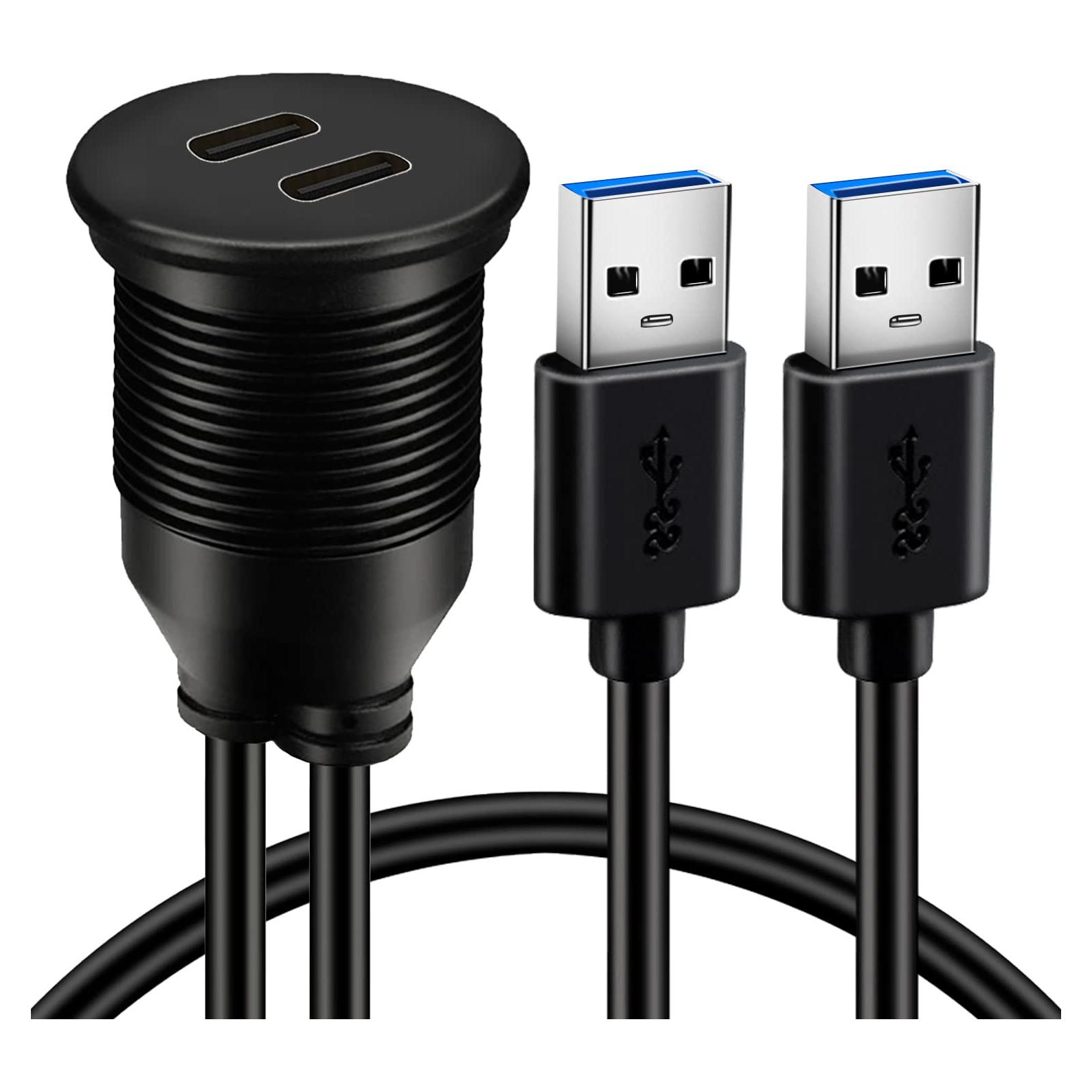 Cable de Montaje en Panel USB 3.0 BATIGE 0.91m 2 Puertos Tipo C