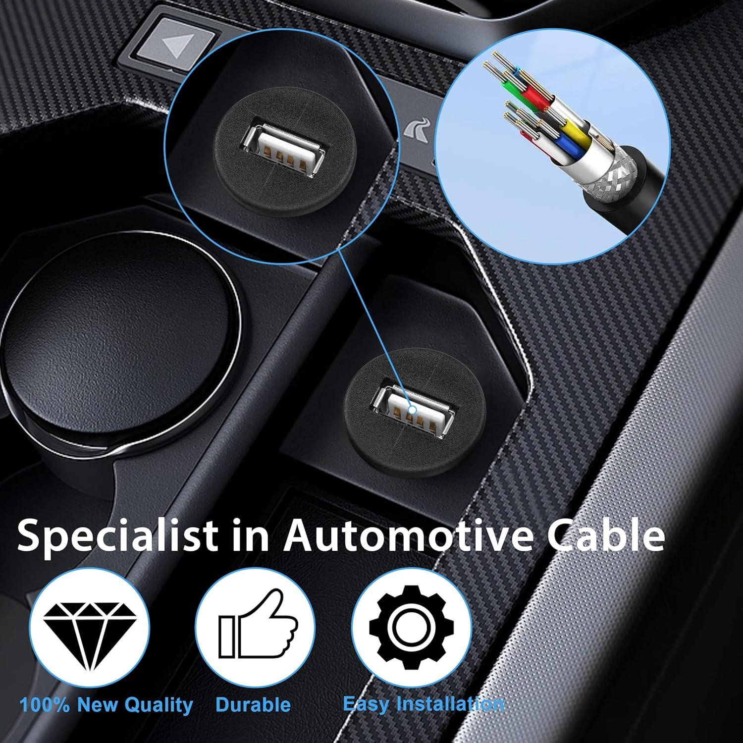 Cable USB 2.0 de Montaje Flush YACSEJAO 1m para Coche y Barco