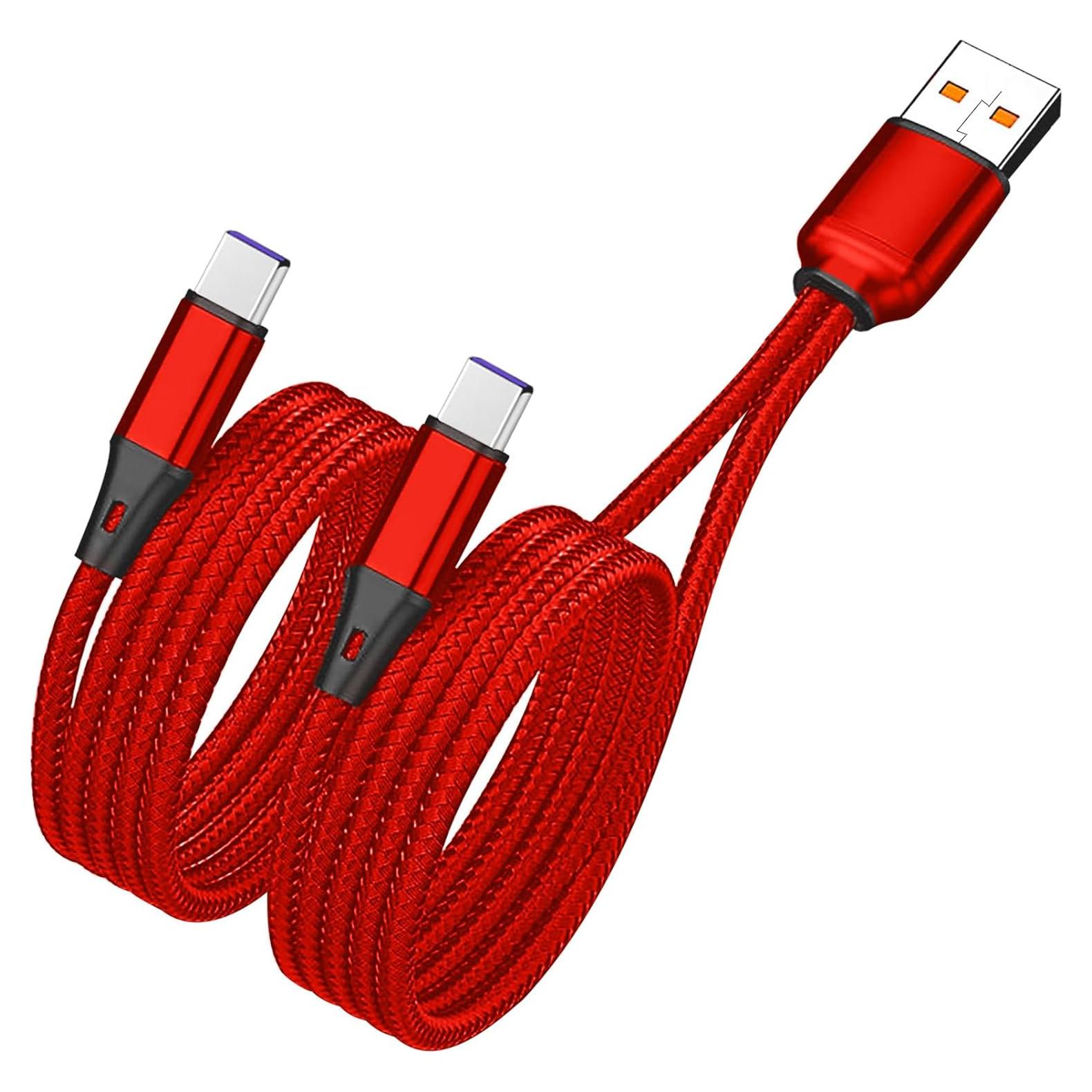 Cable de carga USB A a dual 2 en 1 Rojo 1.22m para iPhone