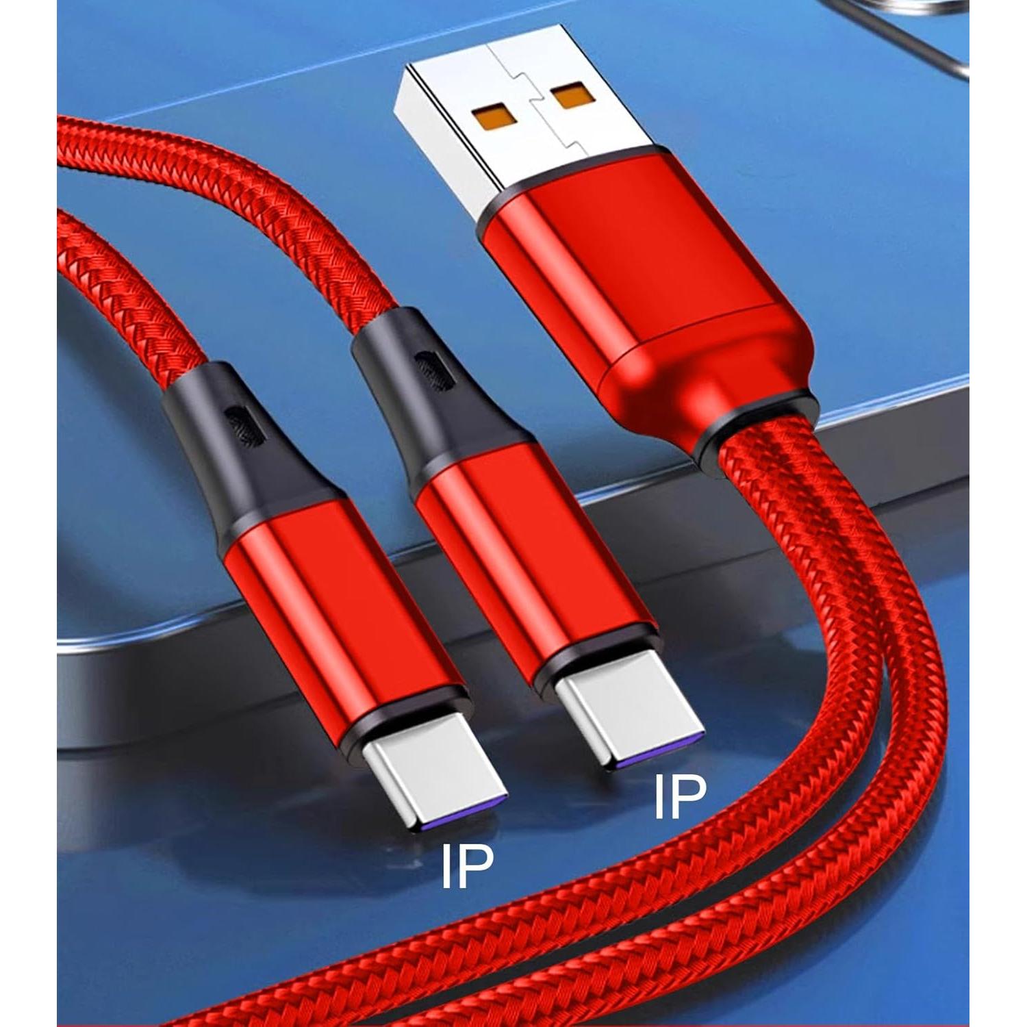 Cable de carga USB A a dual 2 en 1 Rojo 1.22m para iPhone