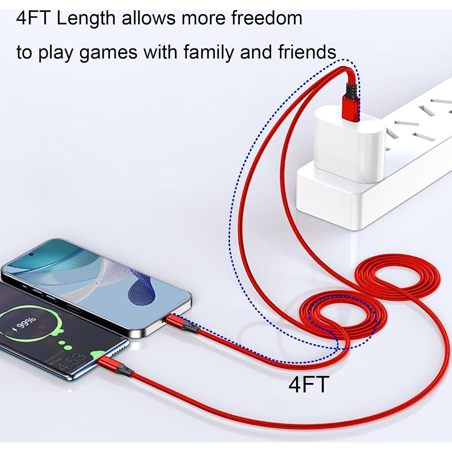 Cable de carga USB A a dual 2 en 1 Rojo 1.22m para iPhone
