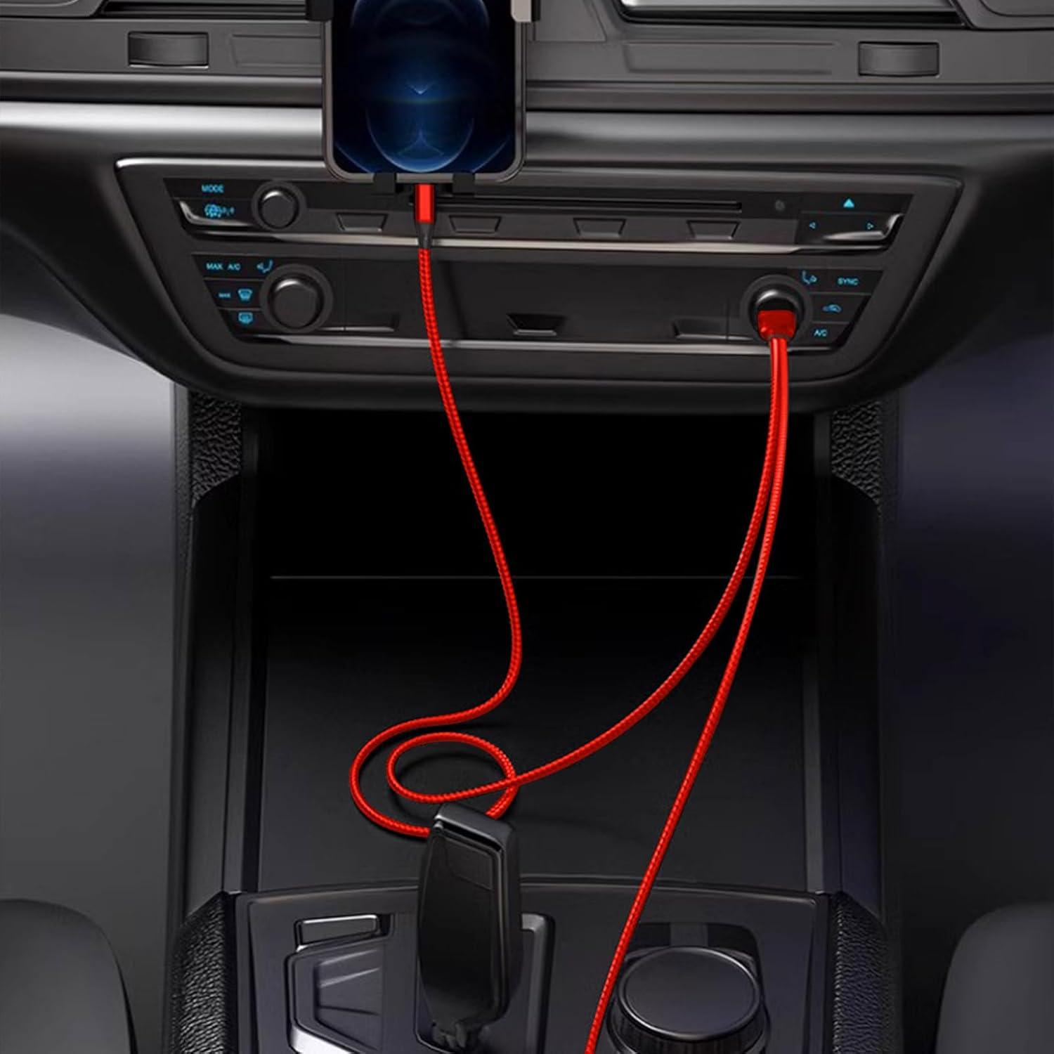 Cable de carga USB A a dual 2 en 1 Rojo 1.22m para iPhone