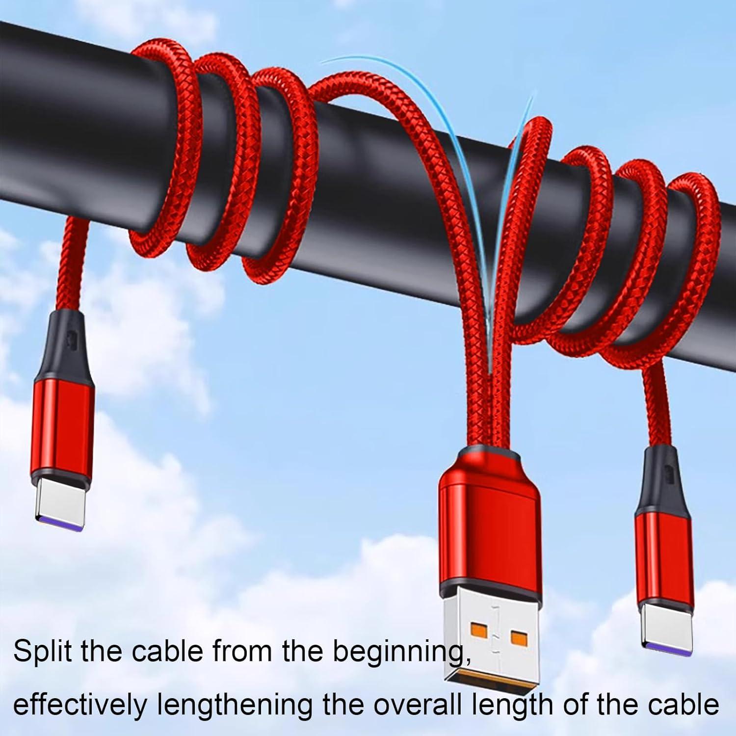 Cable de carga USB A a dual 2 en 1 Rojo 1.22m para iPhone