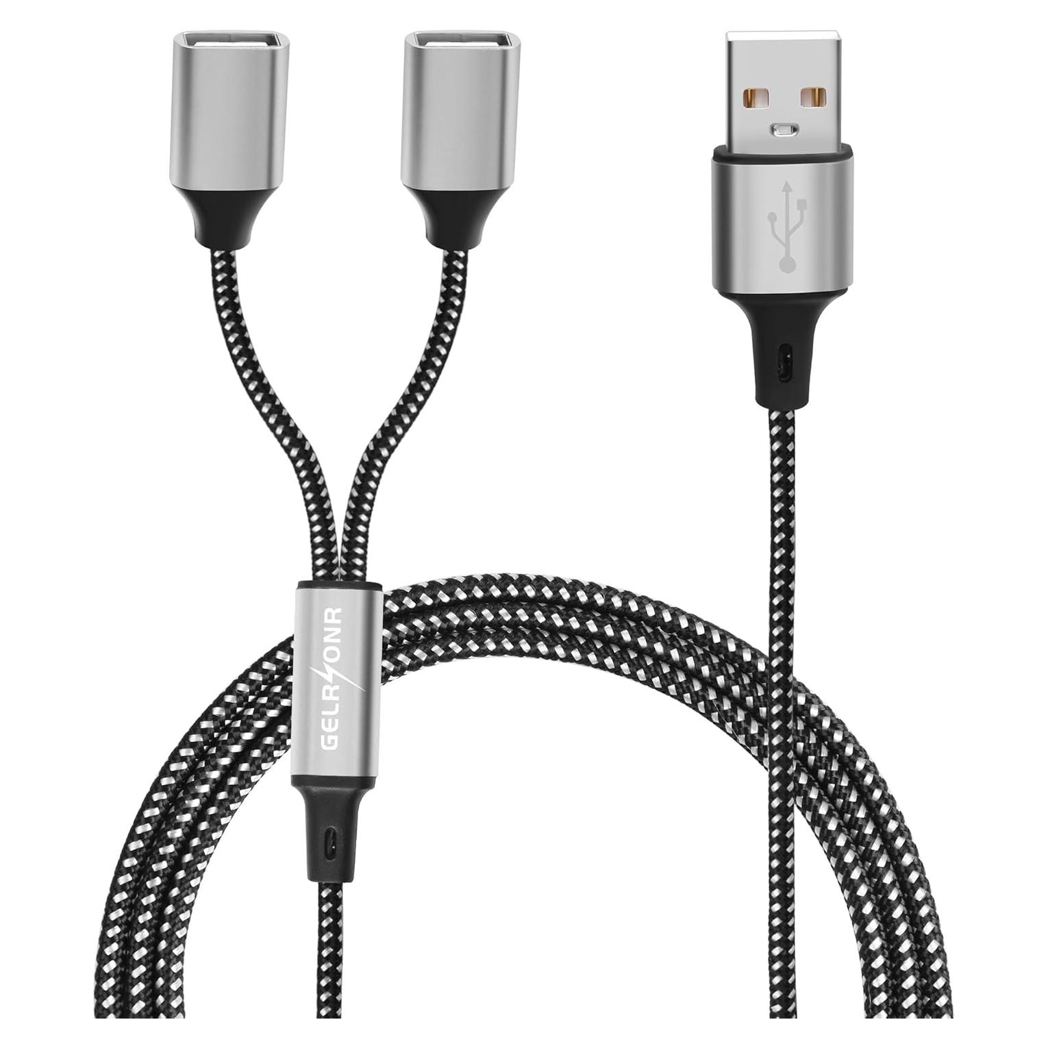 Divisor USB 2.0 GELRHONR Macho a 2 Hembras 1M Carga y Datos