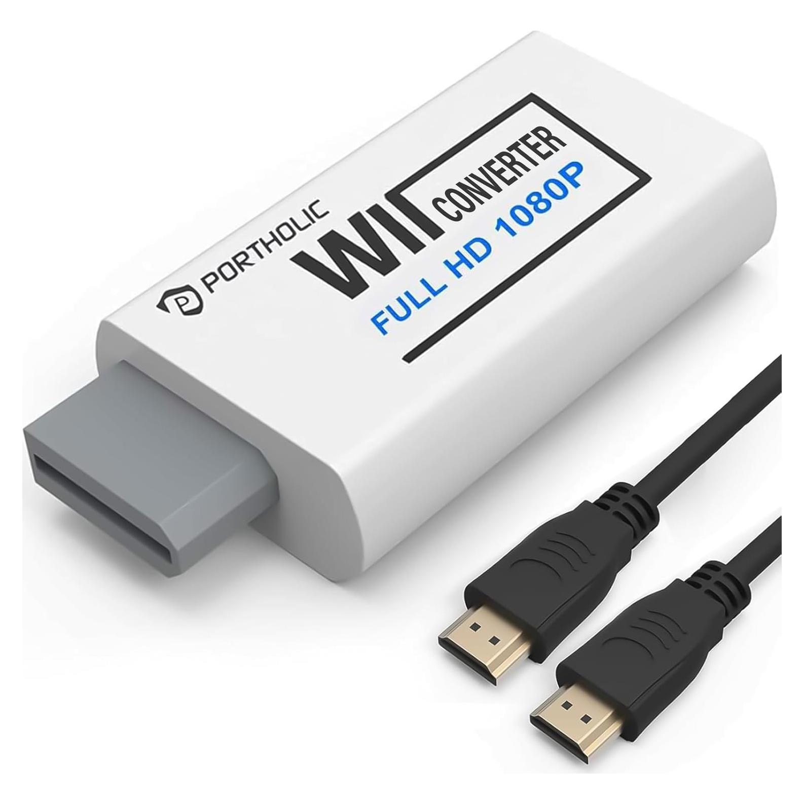Adaptador HDMI Wii PORTHOLIC 1080P con audio 3.5mm