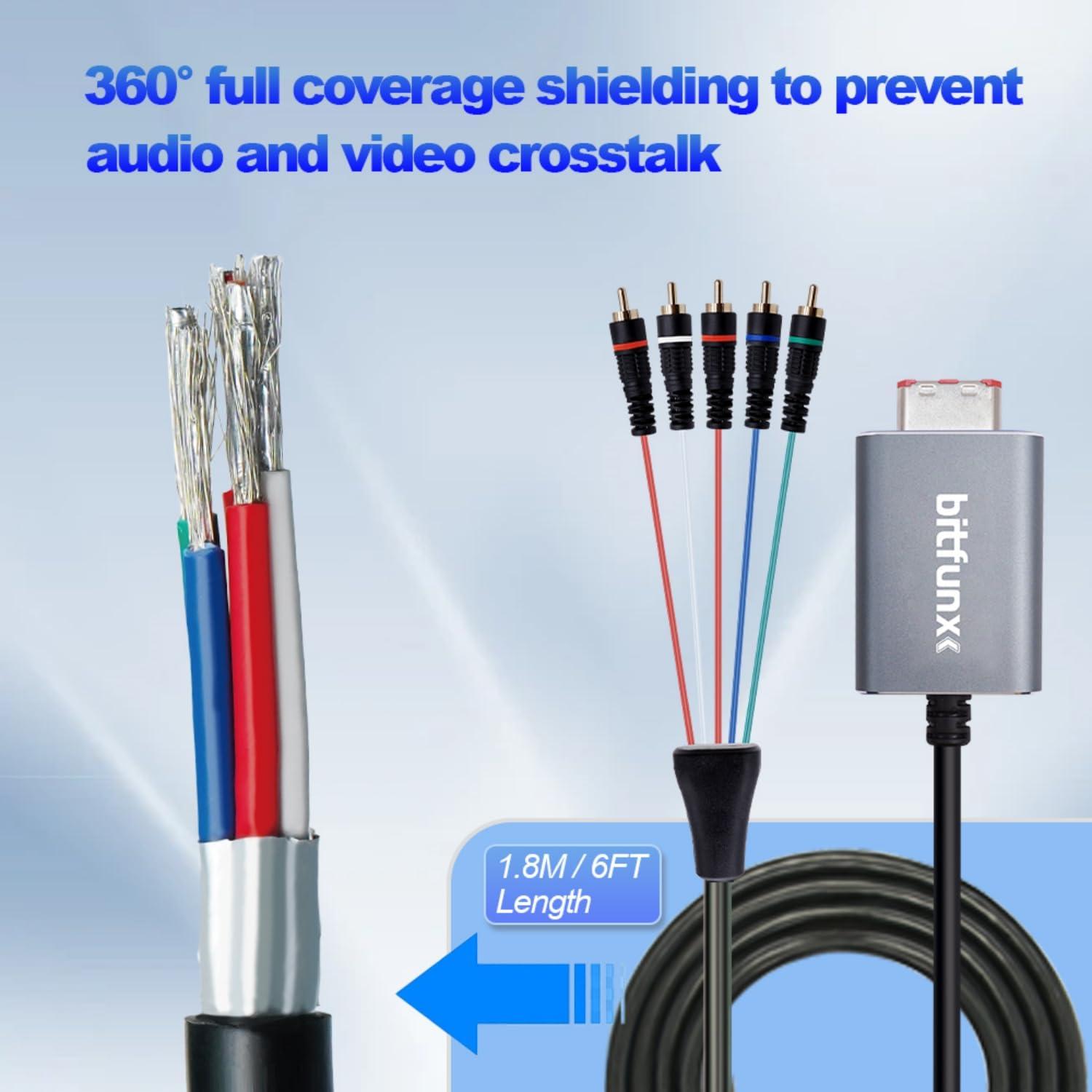 Adaptador de Video Componente BITFUNX para GameCube NGC 1.8m