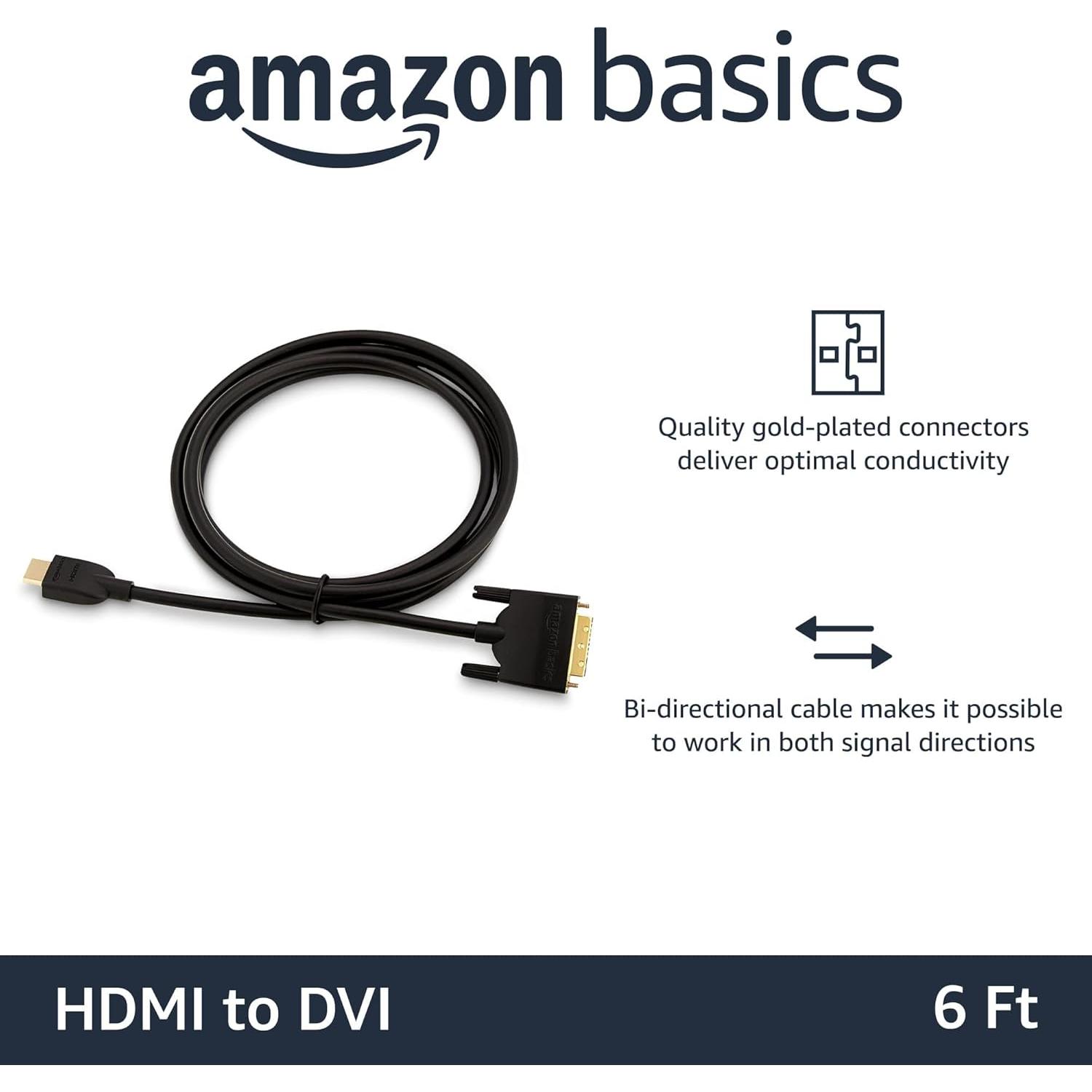 Cable Adaptador HDMI a DVI Amazon Basics 1.8m Bidireccional 1080P