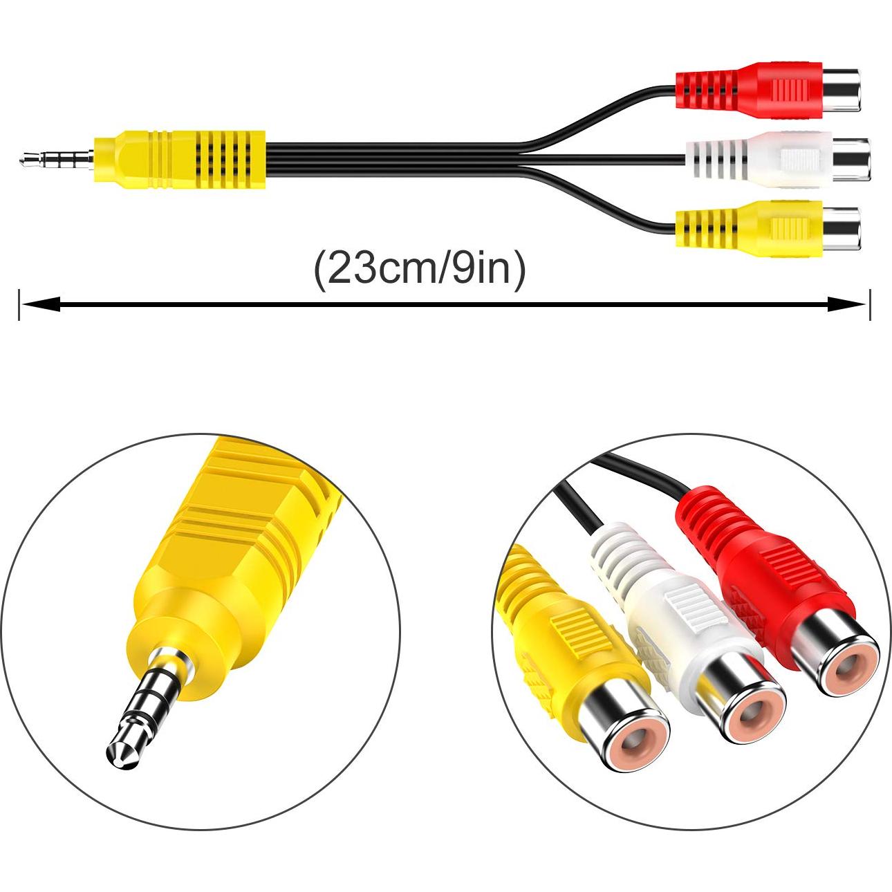 Cable Adaptador AV 3.5mm a 3 RCA CBF para TV TCL 23cm