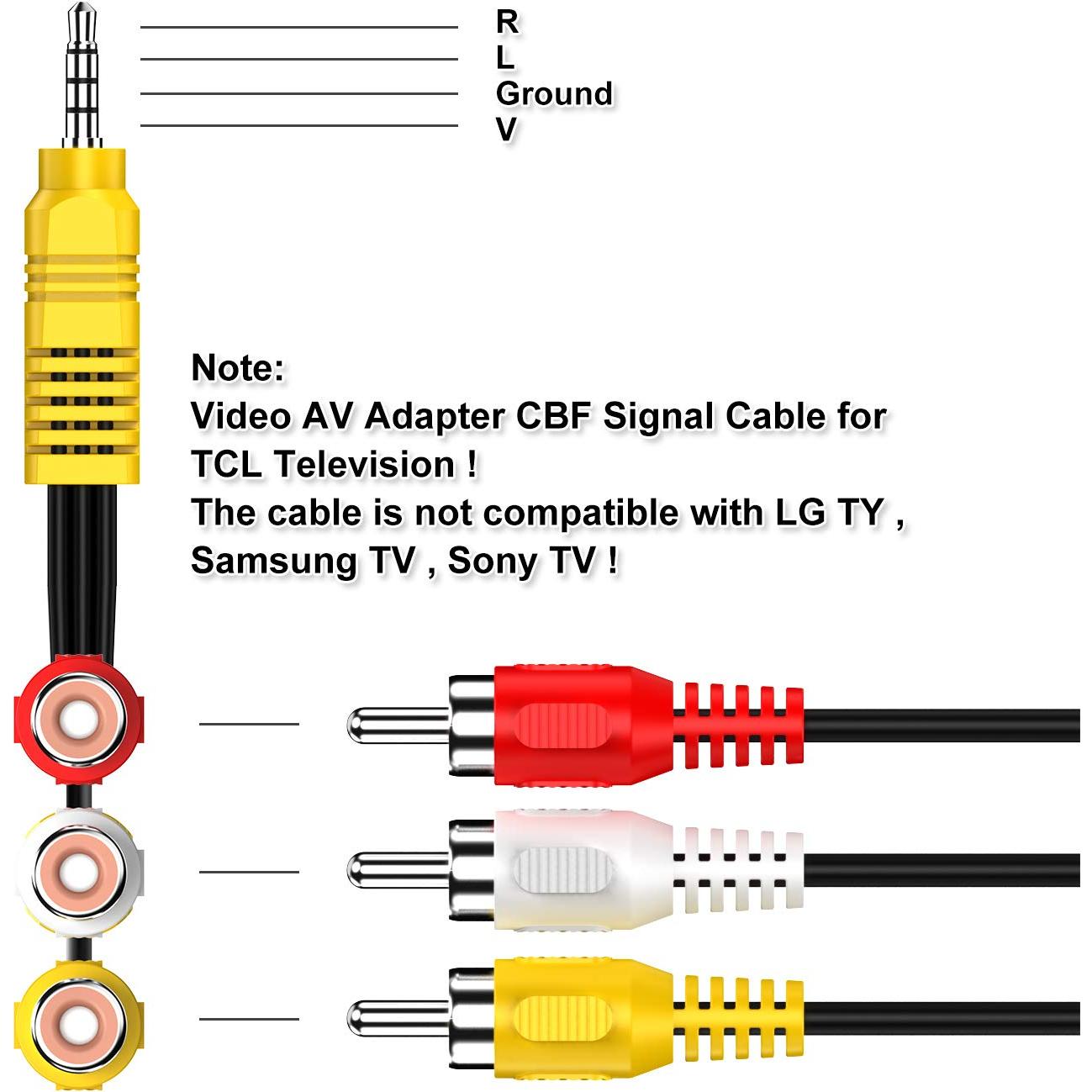 Cable Adaptador AV 3.5mm a 3 RCA CBF para TV TCL 23cm