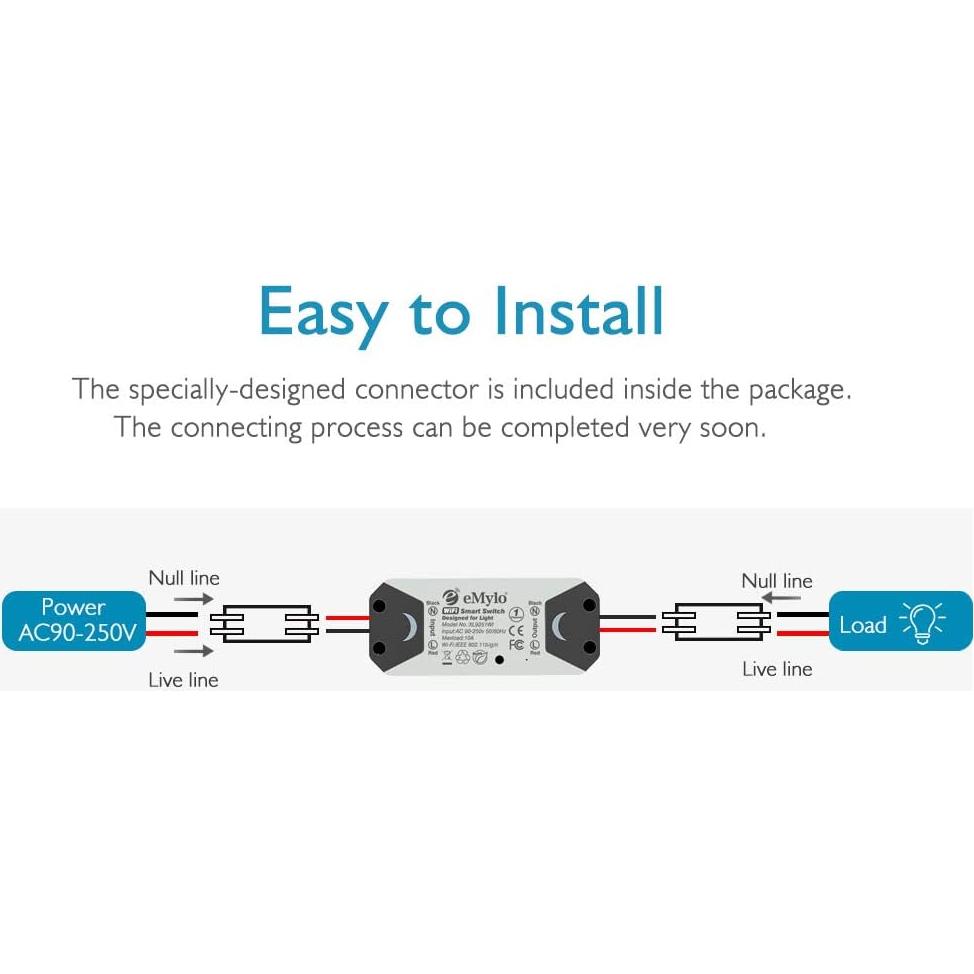Interruptor WiFi Inteligente eMylo 4 Paquetes Control Remoto
