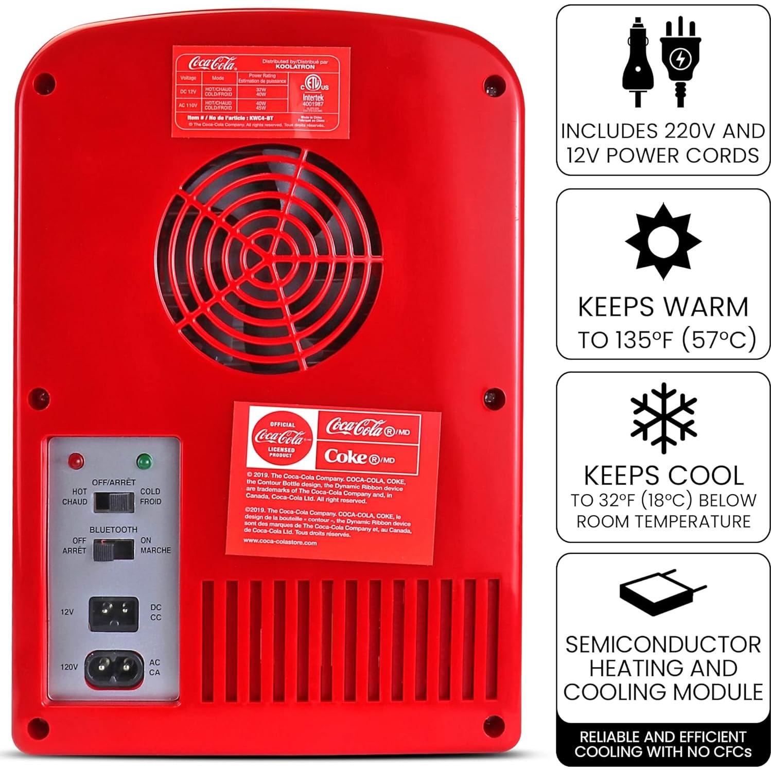 Mini Refrigerador Koolatron Bluetooth 4L Portátil Rojo