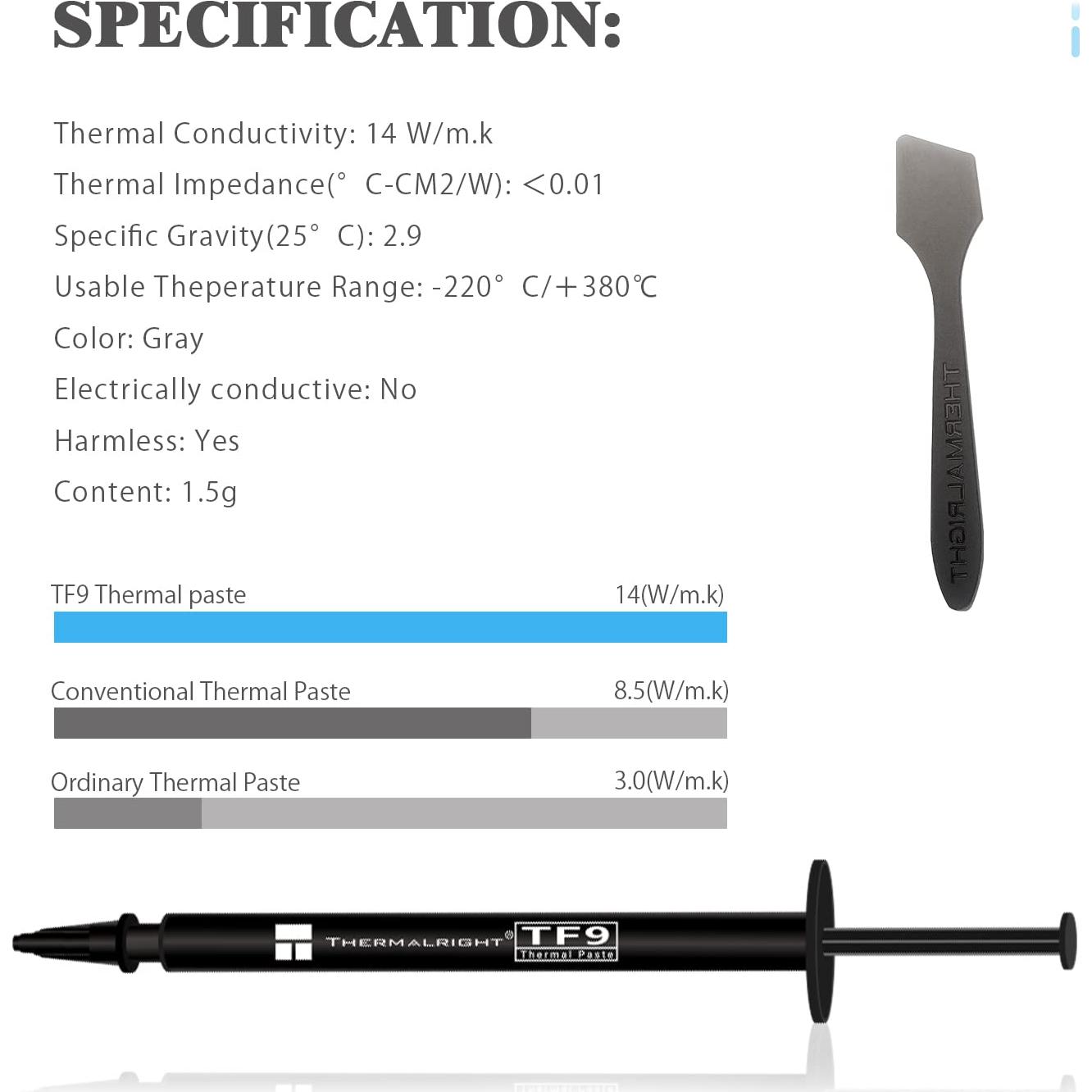 Pasta Térmica TF9 1.5g Thermalright - Alto Rendimiento 14W/m.k