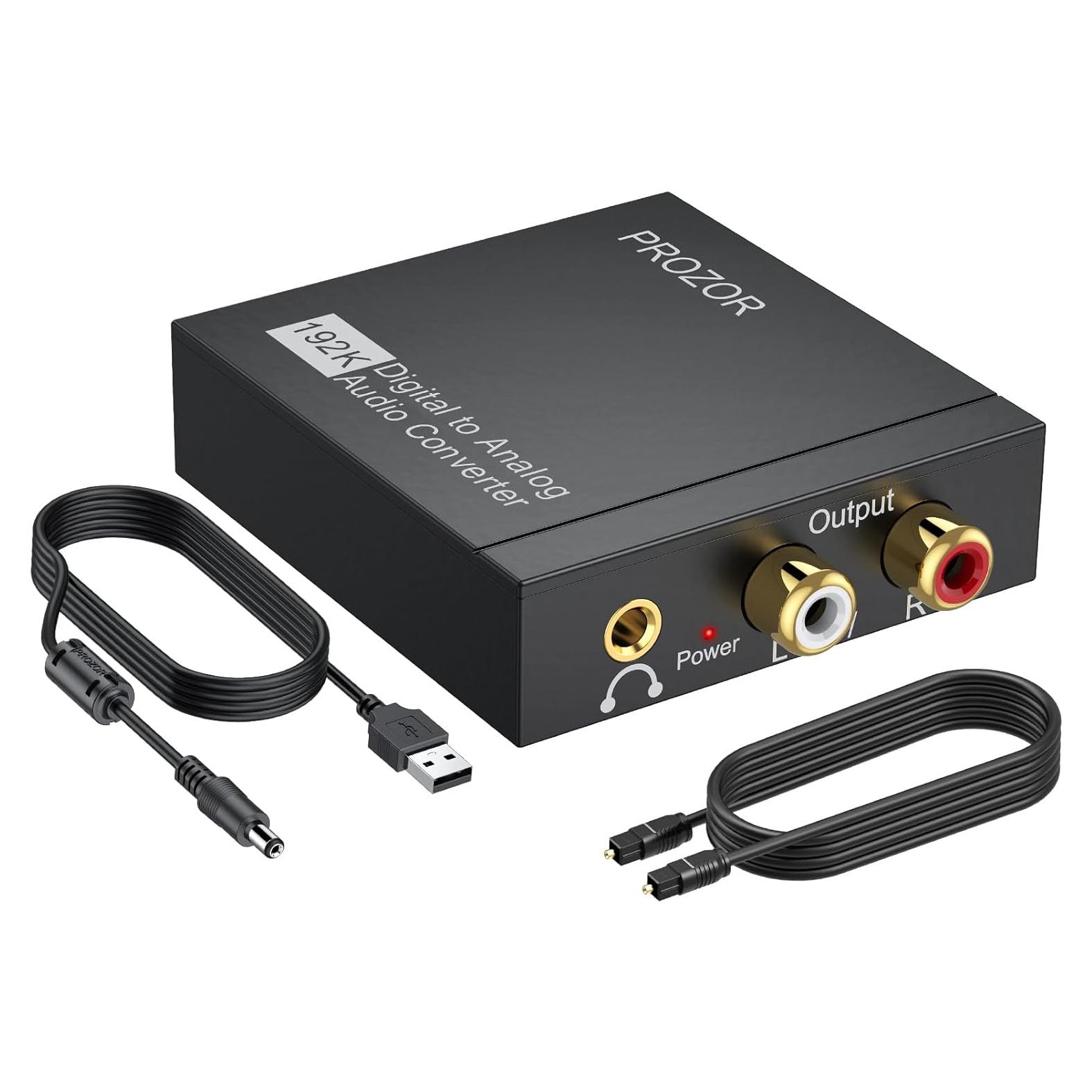 Convertidor de Audio Digital a Analógico PROZOR 192kHz RCA 3.5mm