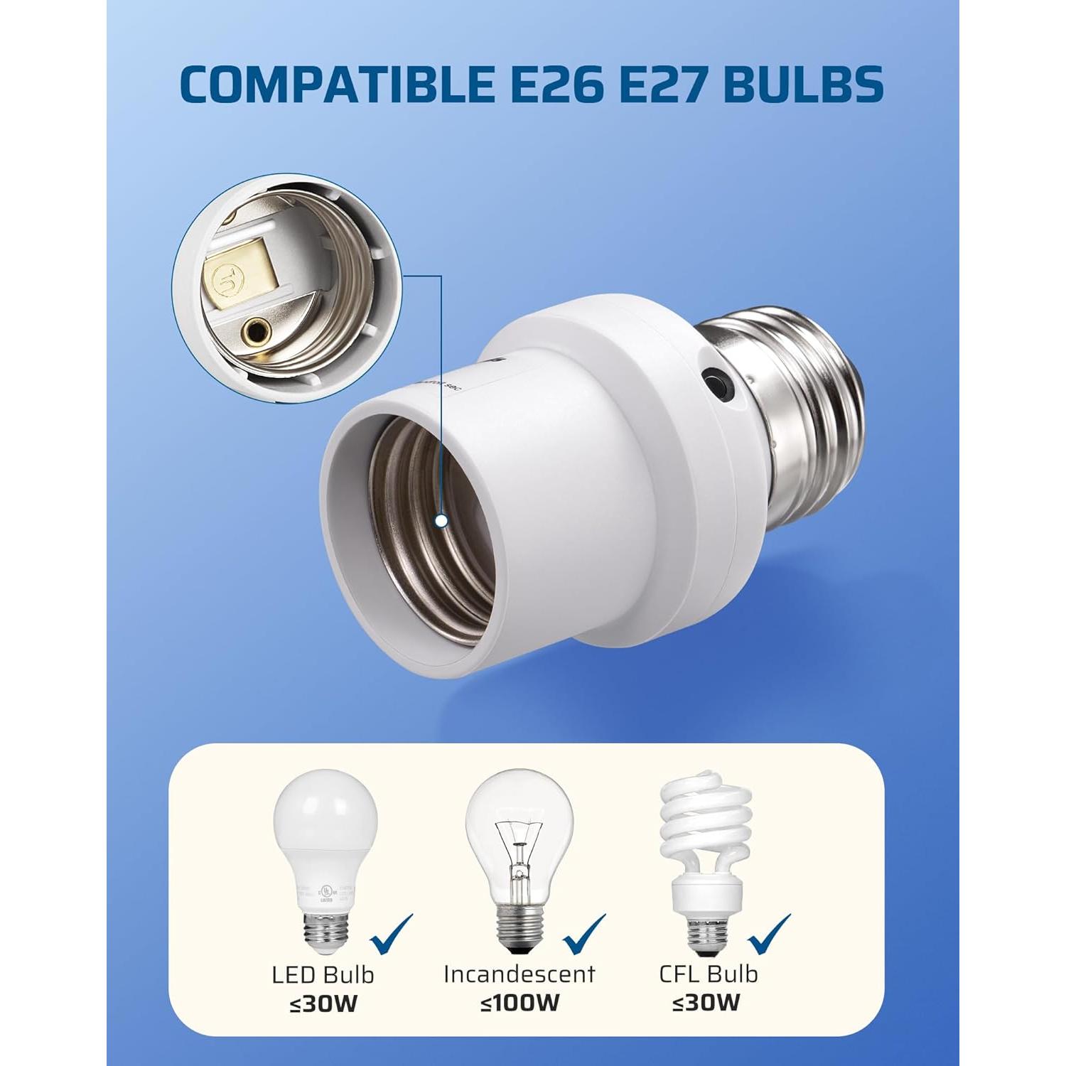 Adaptador de Enchufe con Sensor de Luz DEWENWILS E26/E27 Doble