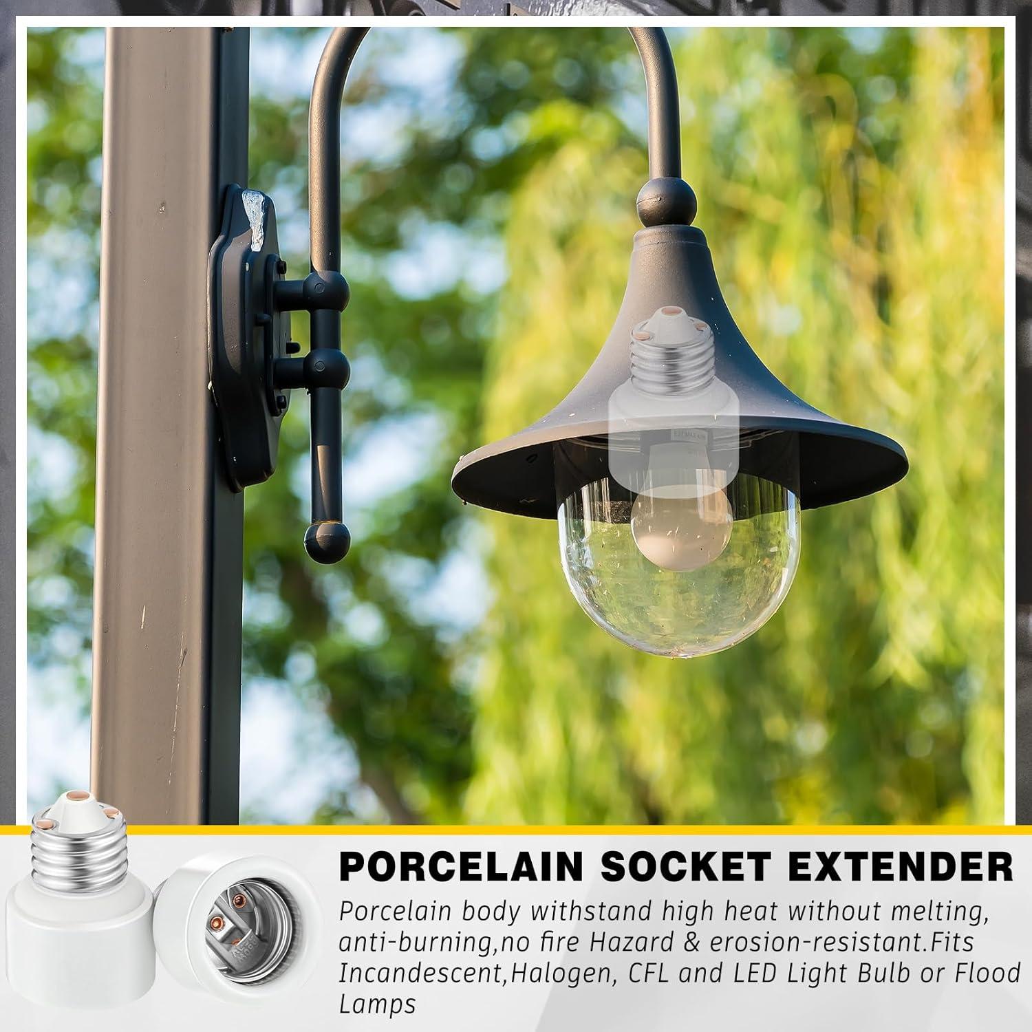 Paquete de 10 Extensores de Socket E26 Cerámica 3 y 5.6 cm