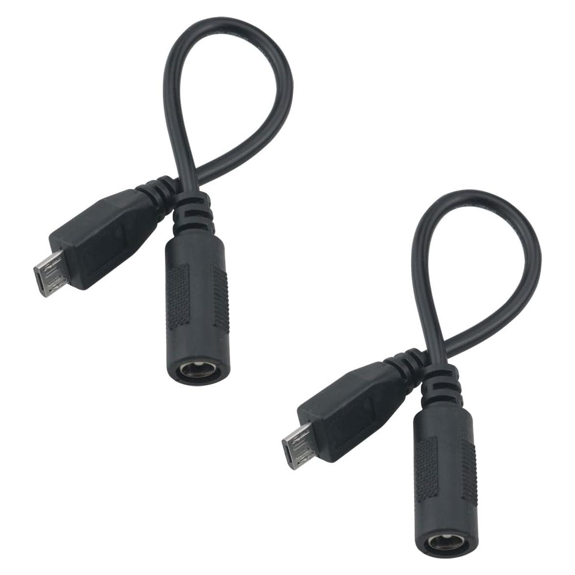 Adaptador Micro USB B a DC 5.5x2.1mm Ruiwaer - 2 Piezas